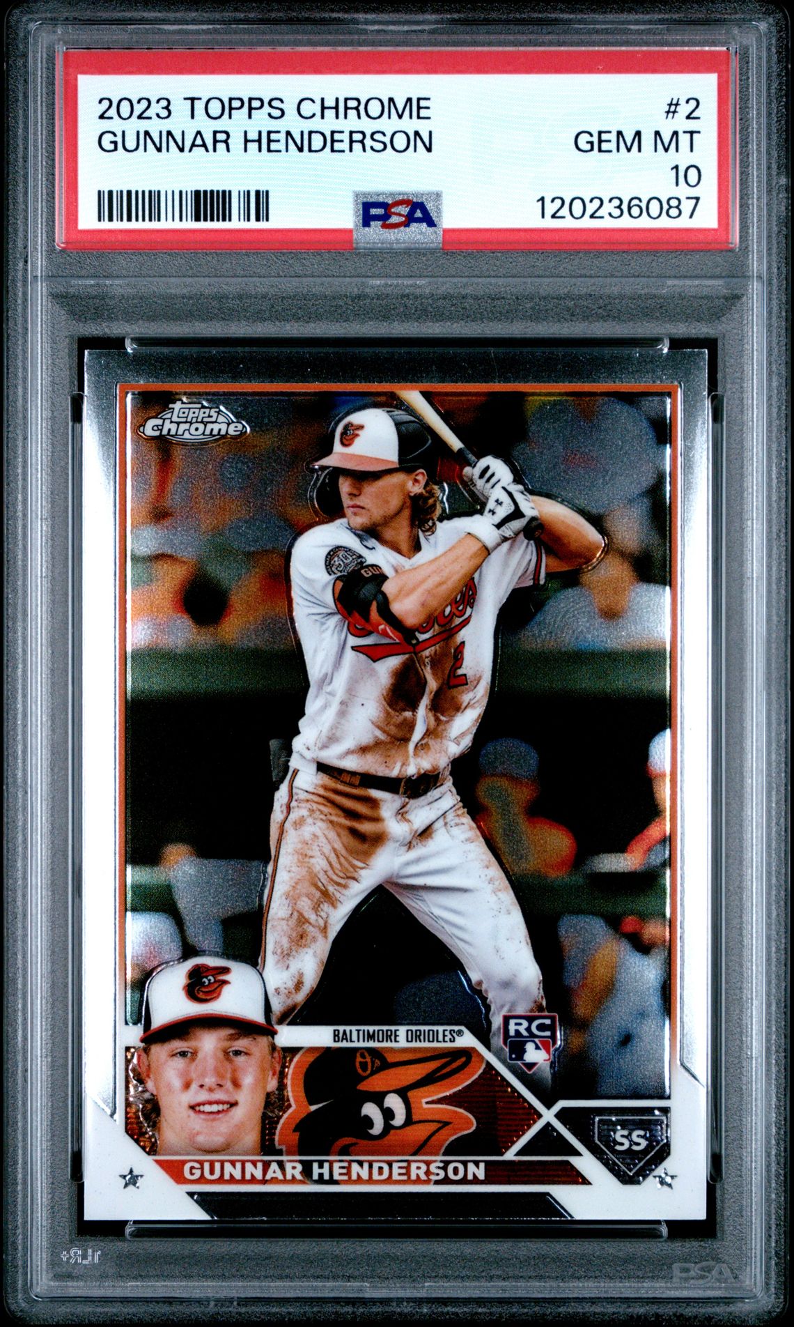 2023 Topps Chrome Gunnar Henderson #2 Gem Mt 10 front