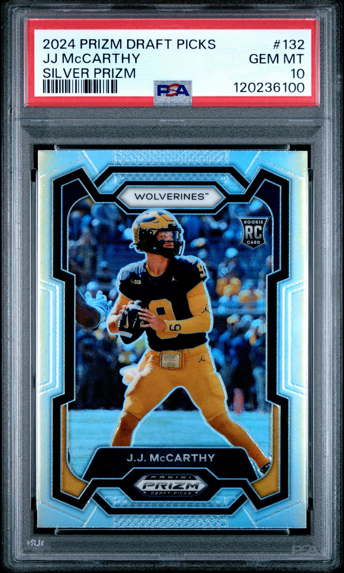 2024 Panini Prizm Draft Picks Jj Mccarthy #132 (Silver Prizm) Gem Mt 10 front