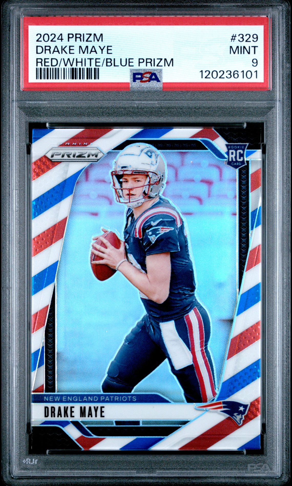 2024 Panini Prizm Drake Maye #329 (Red/White/Blue Prizm) Mint 9 front