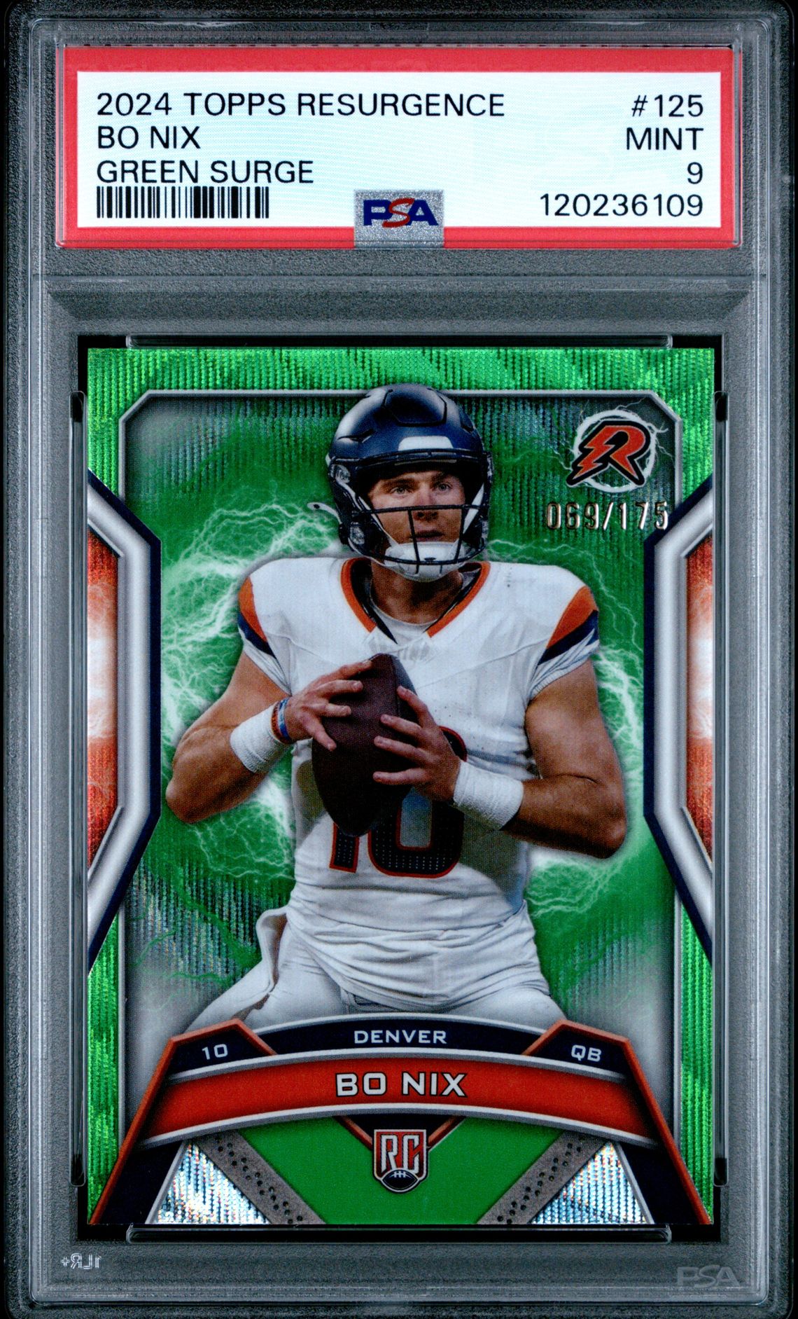 2024 Topps Resurgence Bo Nix #125 (Green Surge) Mint 9 front