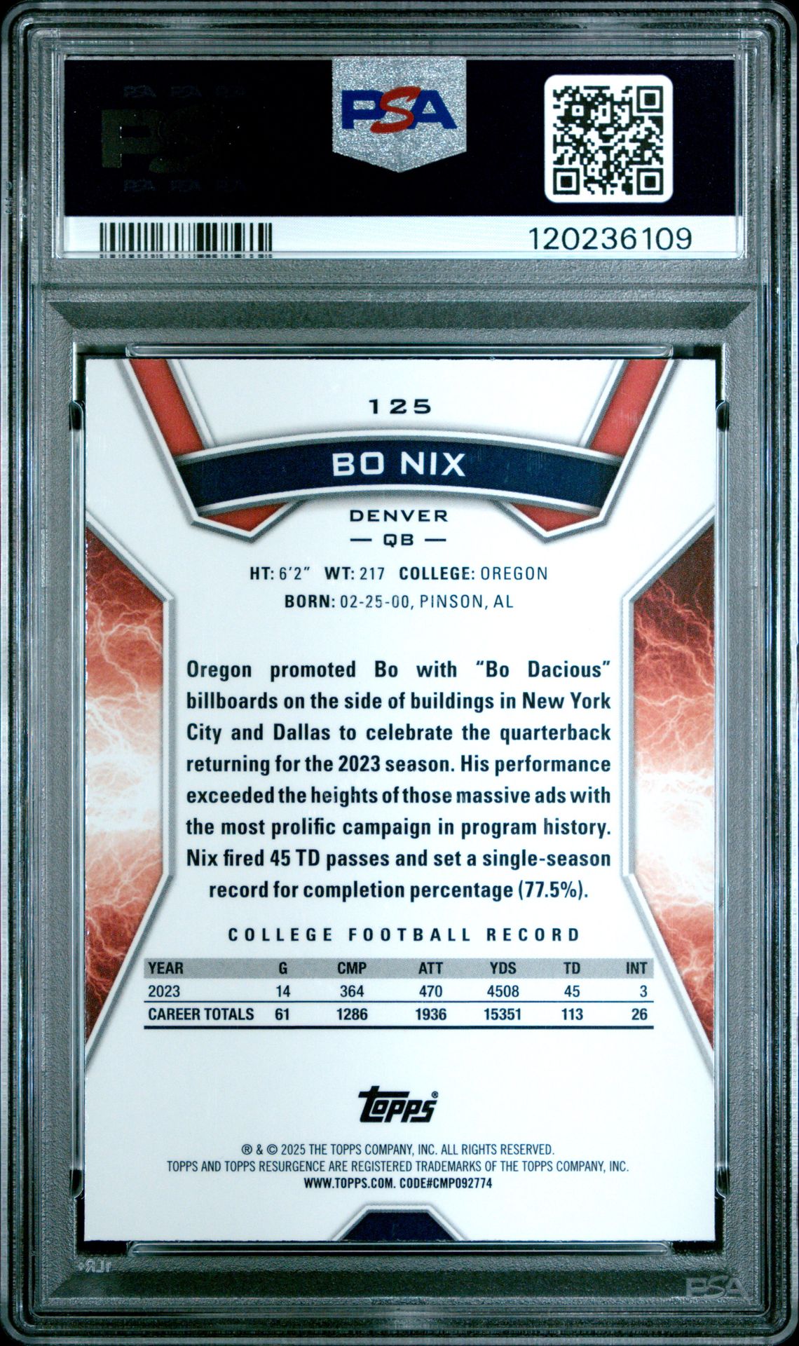 2024 Topps Resurgence Bo Nix #125 (Green Surge) Mint 9 back