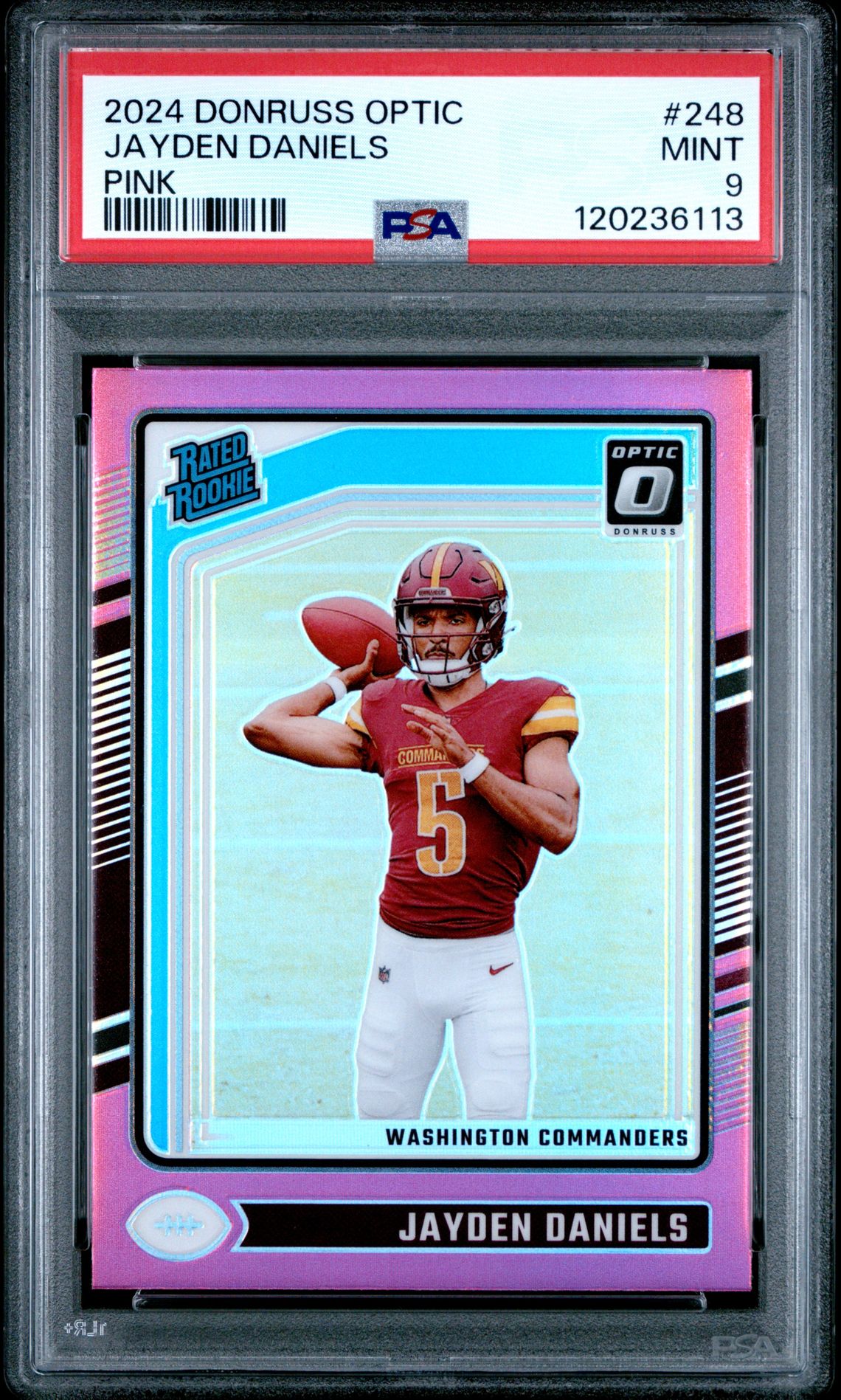 2024 Panini Donruss Optic Jayden Daniels #248 (Pink) Mint 9 front