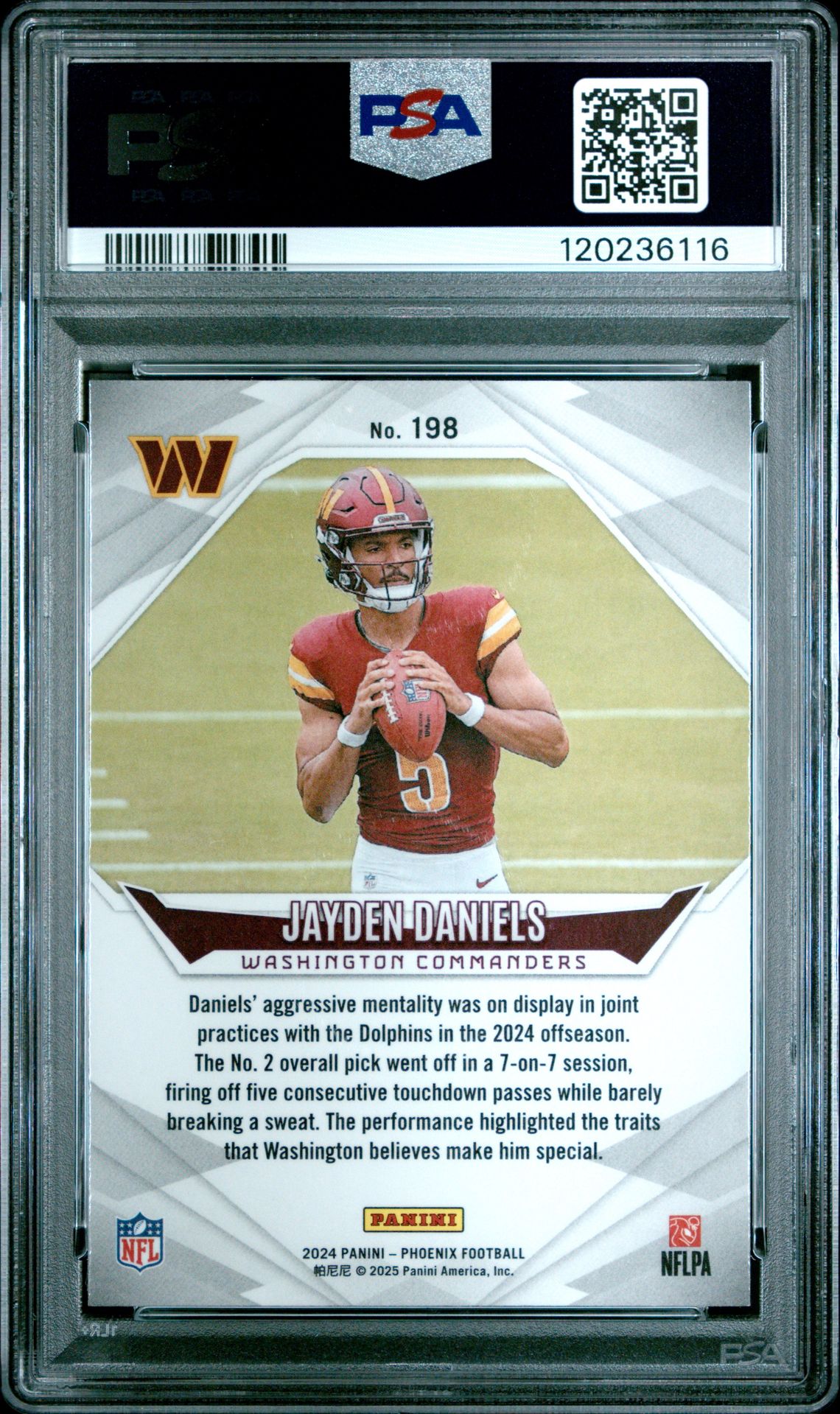 2024 Panini Phoenix Jayden Daniels #198 (Purple Fade) Nm-Mt 8 back