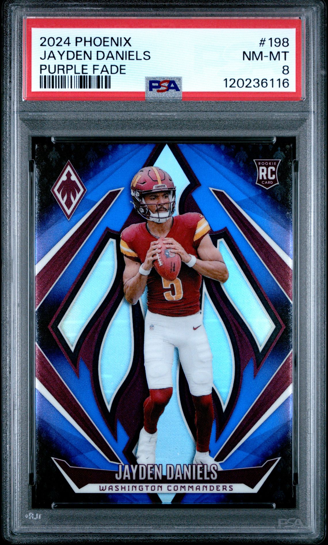 2024 Panini Phoenix Jayden Daniels #198 (Purple Fade) Nm-Mt 8 front