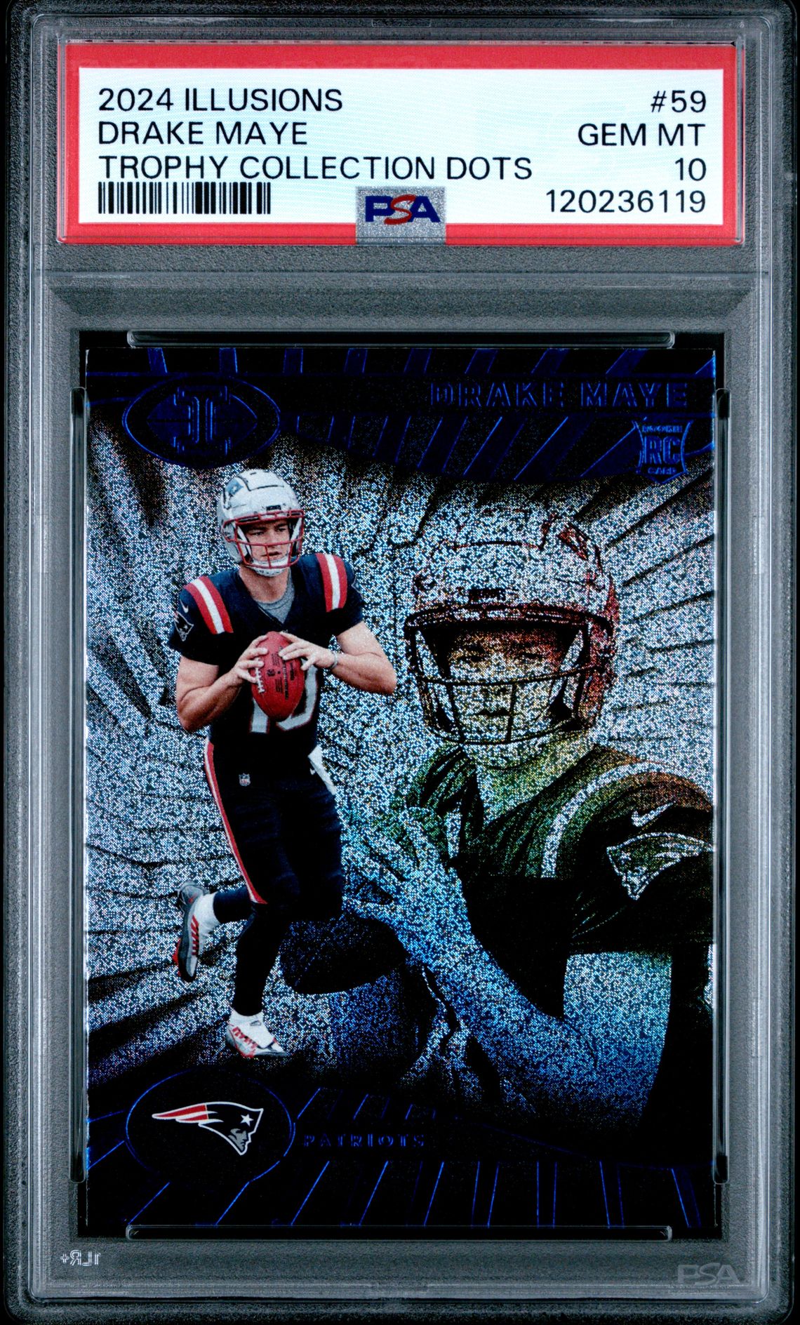2024 Panini Illusions Drake Maye #59 (Trophy Collection Dots) Gem Mt 10 front