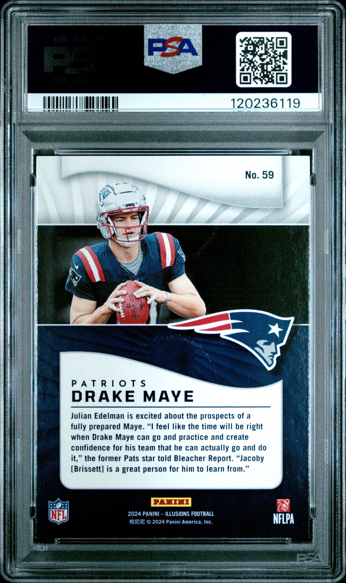 2024 Panini Illusions Drake Maye #59 (Trophy Collection Dots) Gem Mt 10 back