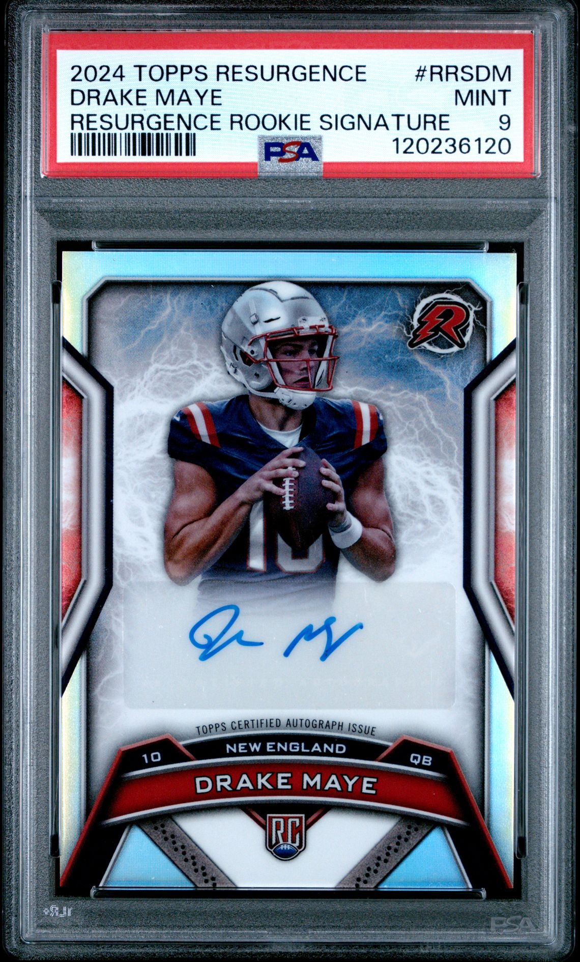 2024 Topps Resurgence Resurgence Rookie Signatures Drake Maye #Rrsdm (Resurgence Rookie Signature) Mint 9 front