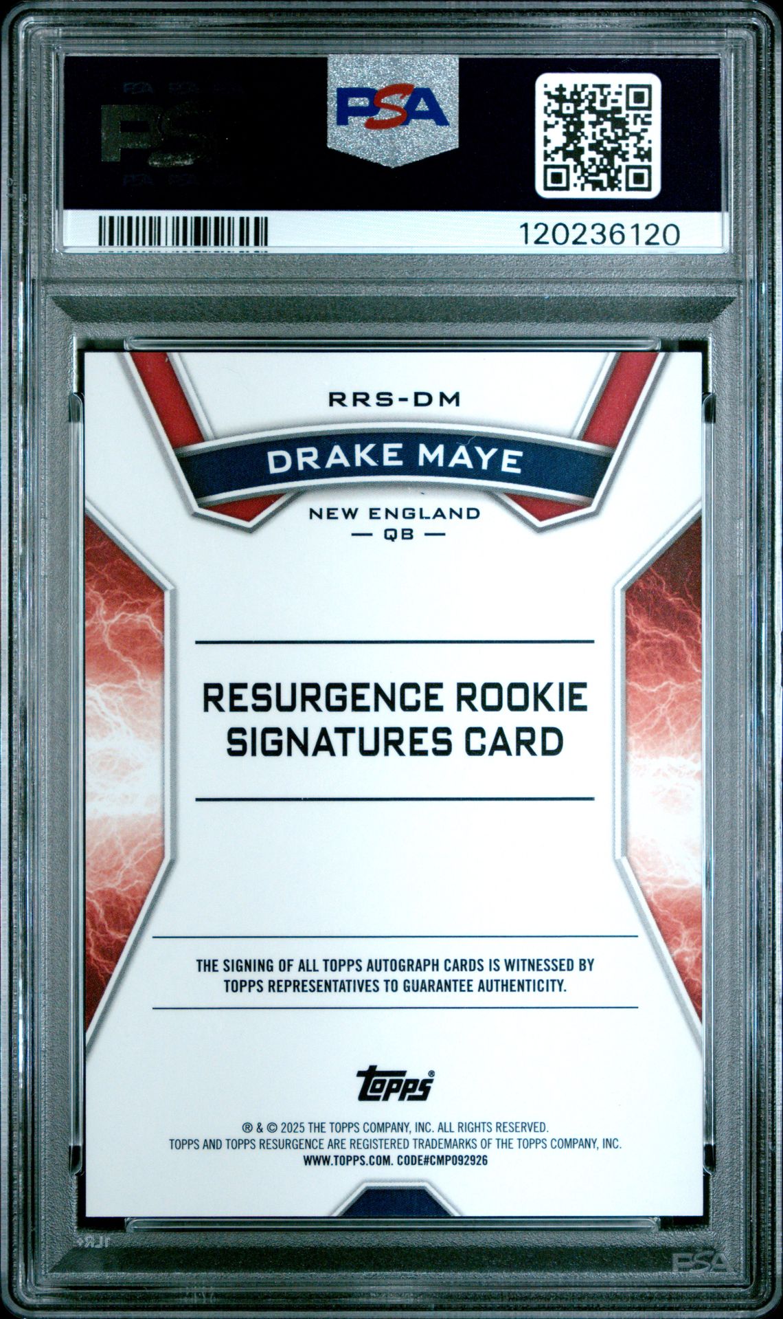 2024 Topps Resurgence Resurgence Rookie Signatures Drake Maye #Rrsdm (Resurgence Rookie Signature) Mint 9 back