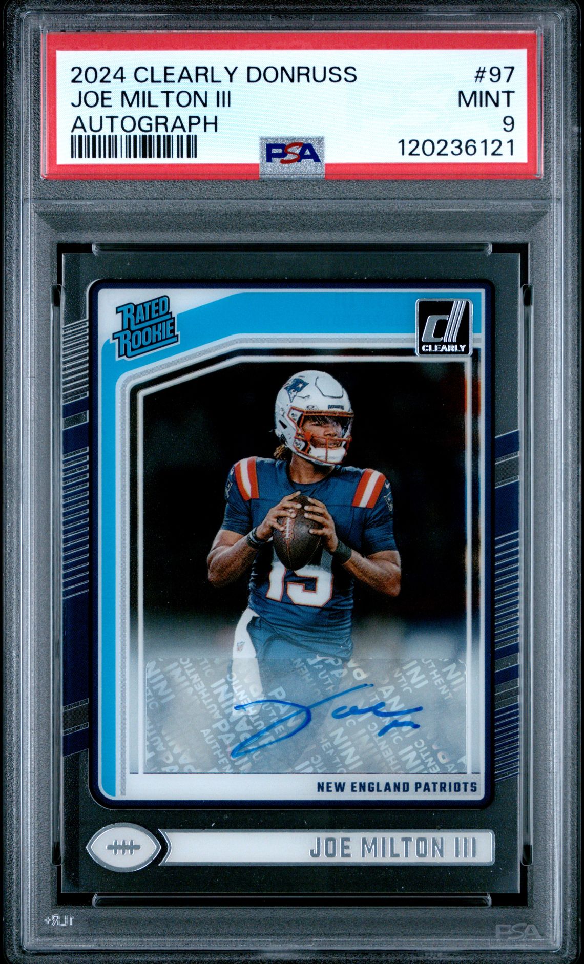 2024 Panini Clearly Donruss Joe Milton Iii #97 (Autograph) Mint 9 front