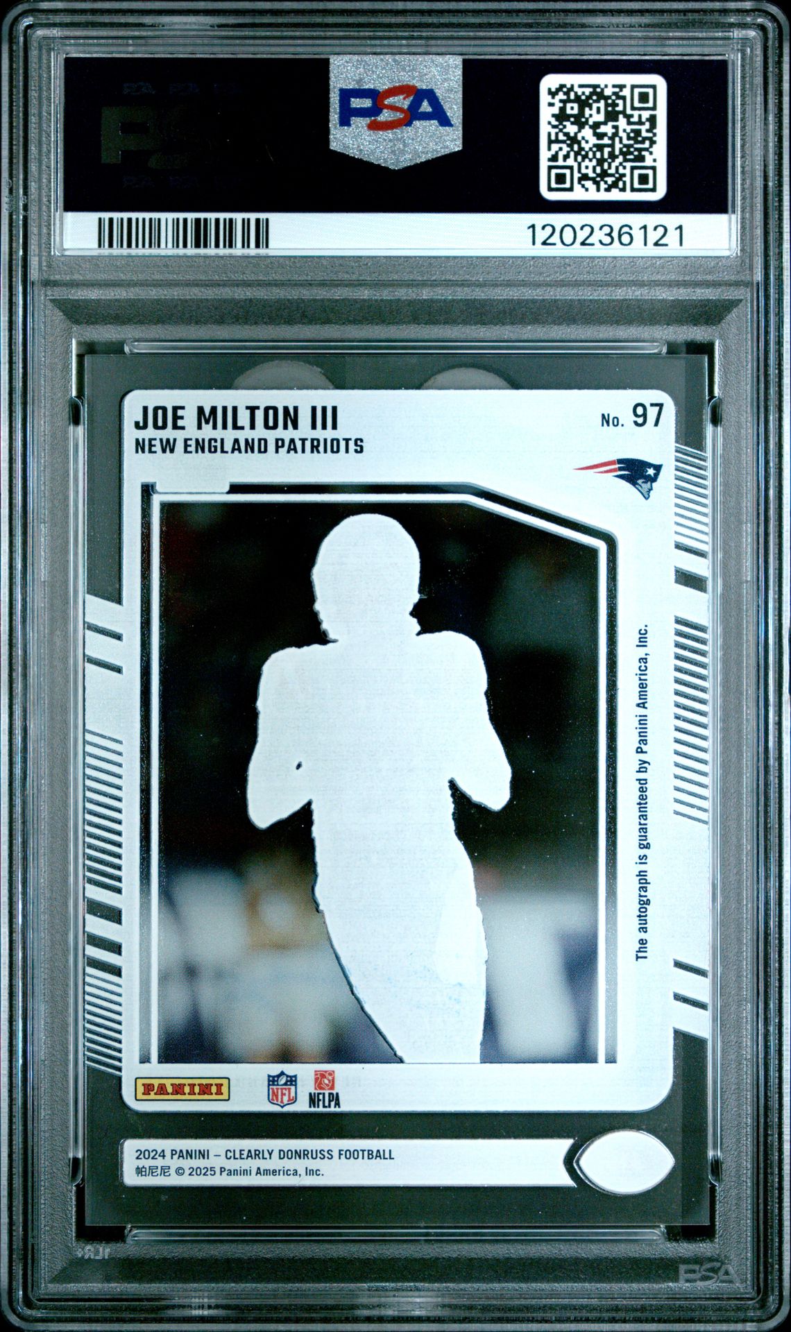 2024 Panini Clearly Donruss Joe Milton Iii #97 (Autograph) Mint 9 back
