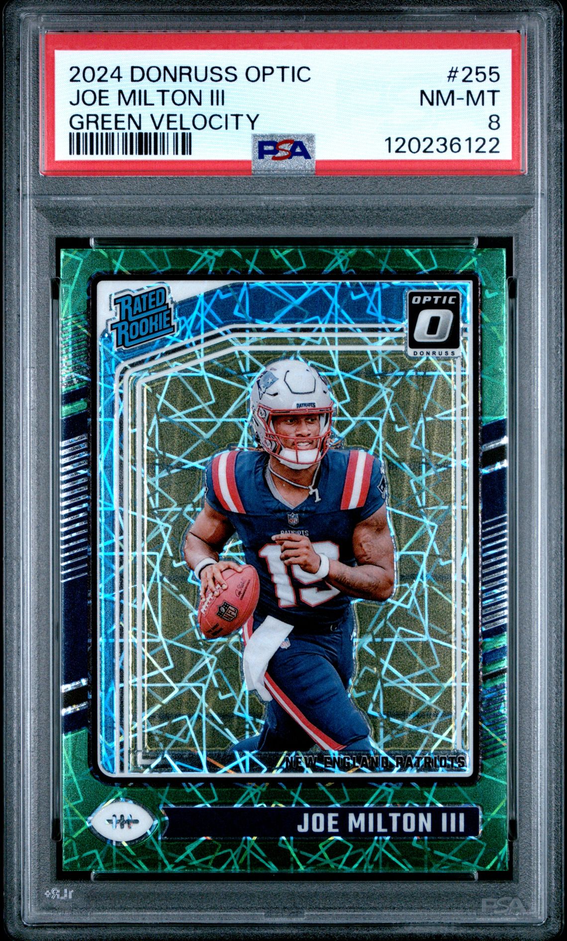 2024 Panini Donruss Optic Joe Milton Iii #255 (Green Velocity) Nm-Mt 8 front