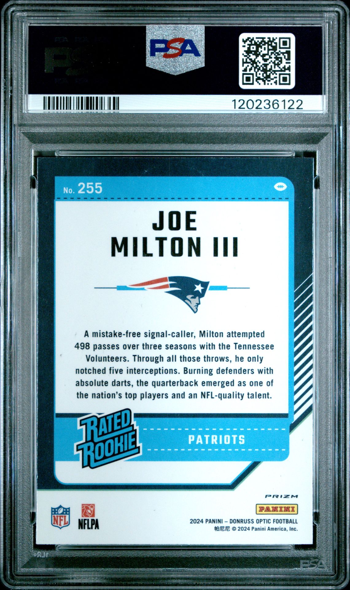 2024 Panini Donruss Optic Joe Milton Iii #255 (Green Velocity) Nm-Mt 8 back