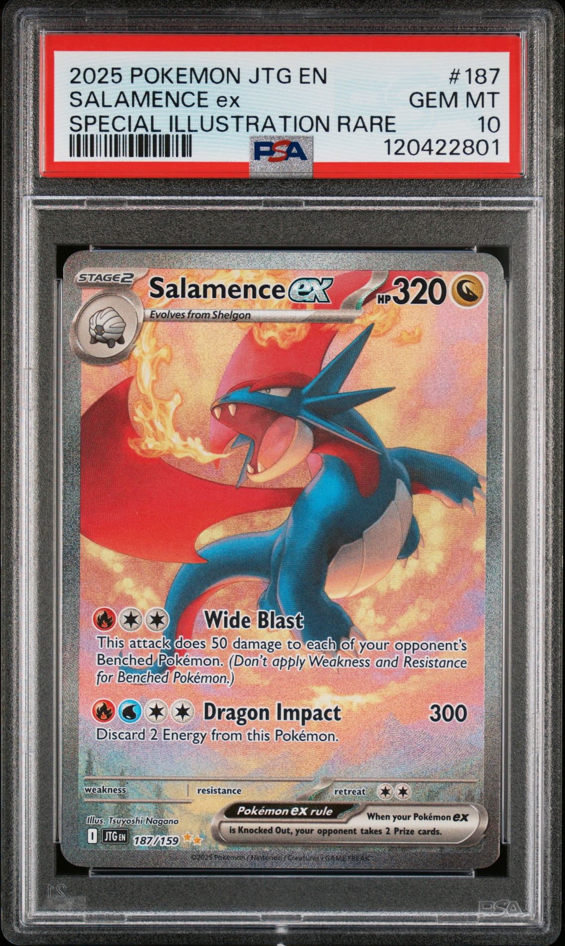 2025 Pokemon Jtg En-Journey Together Salamence Ex #187 (Special Illustration Rare) Gem Mt 10 front