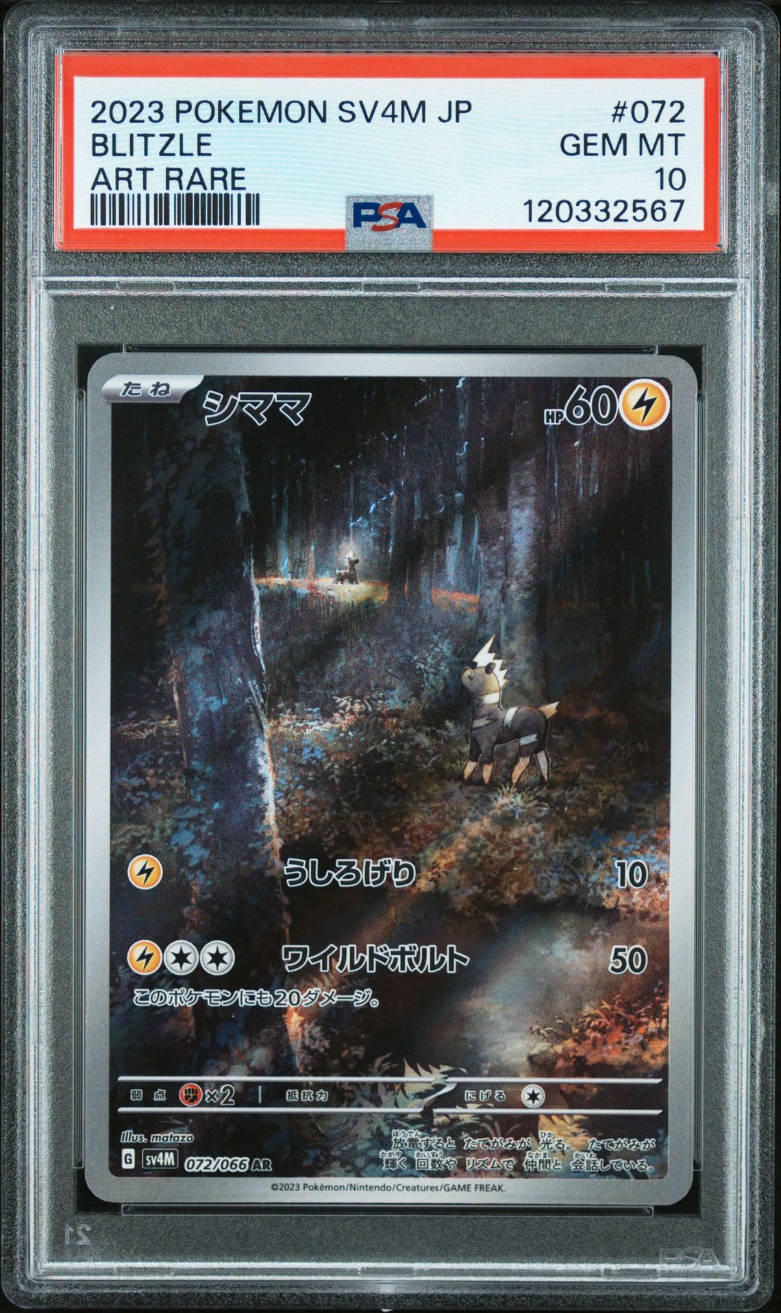 2023 Pokemon Japanese Sv4M-Future Flash Blitzle #072 (Art Rare) Gem Mt 10 front