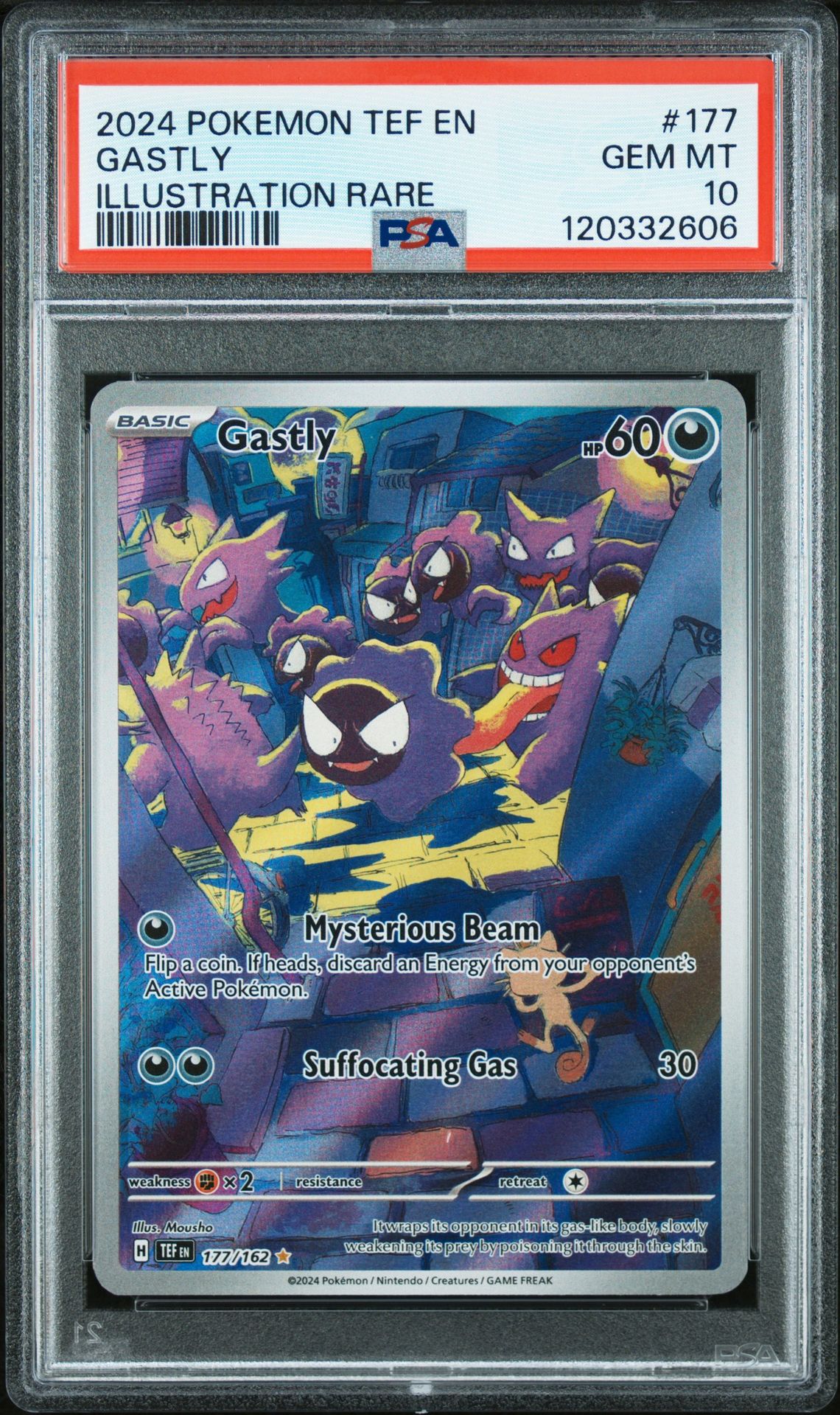 2024 Pokemon Tef En-Temporal Forces Gastly #177 (Illustration Rare) Gem Mt 10 front