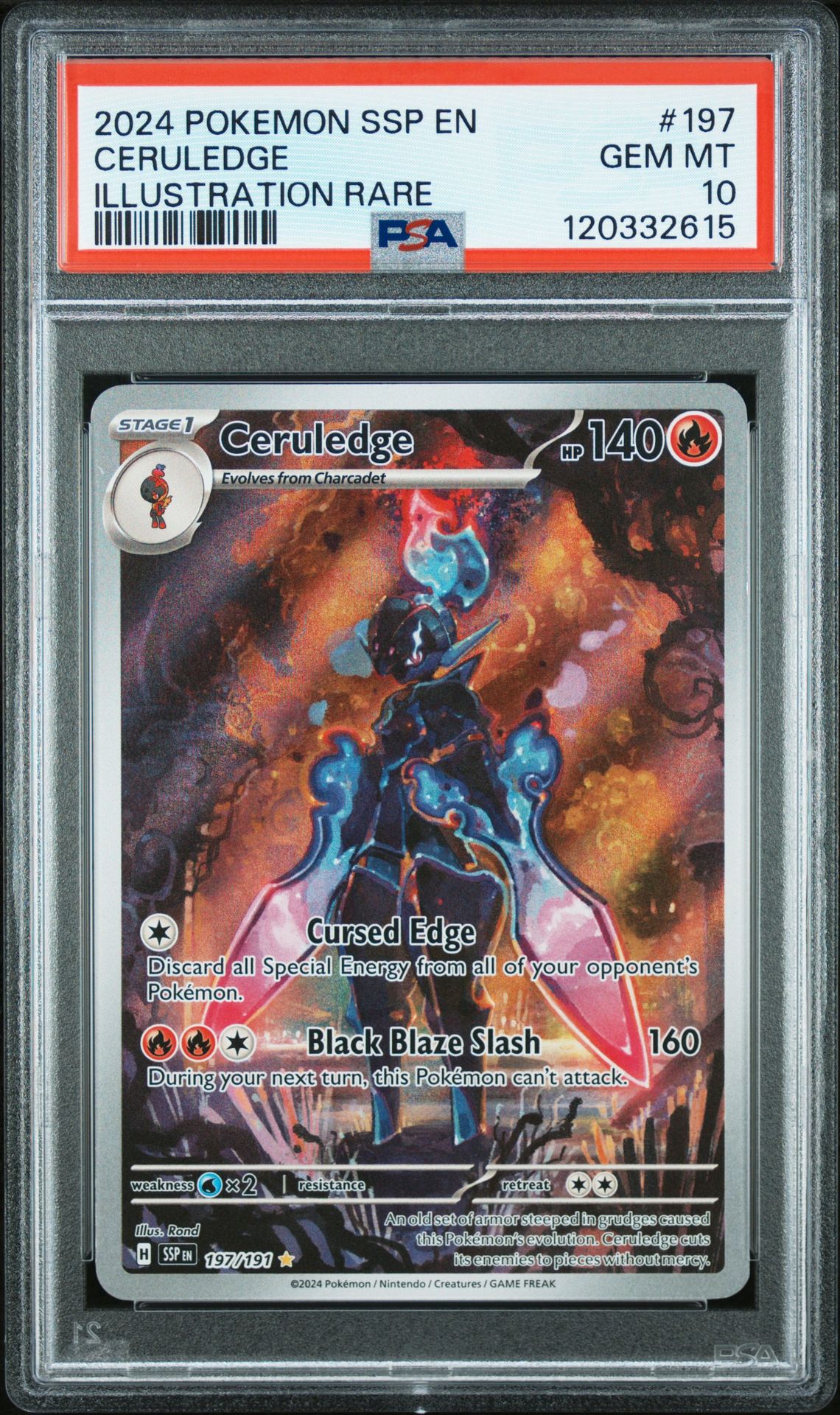 2024 Pokemon Ssp En-Surging Sparks Ceruledge #197 (Illustration Rare) Gem Mt 10 front