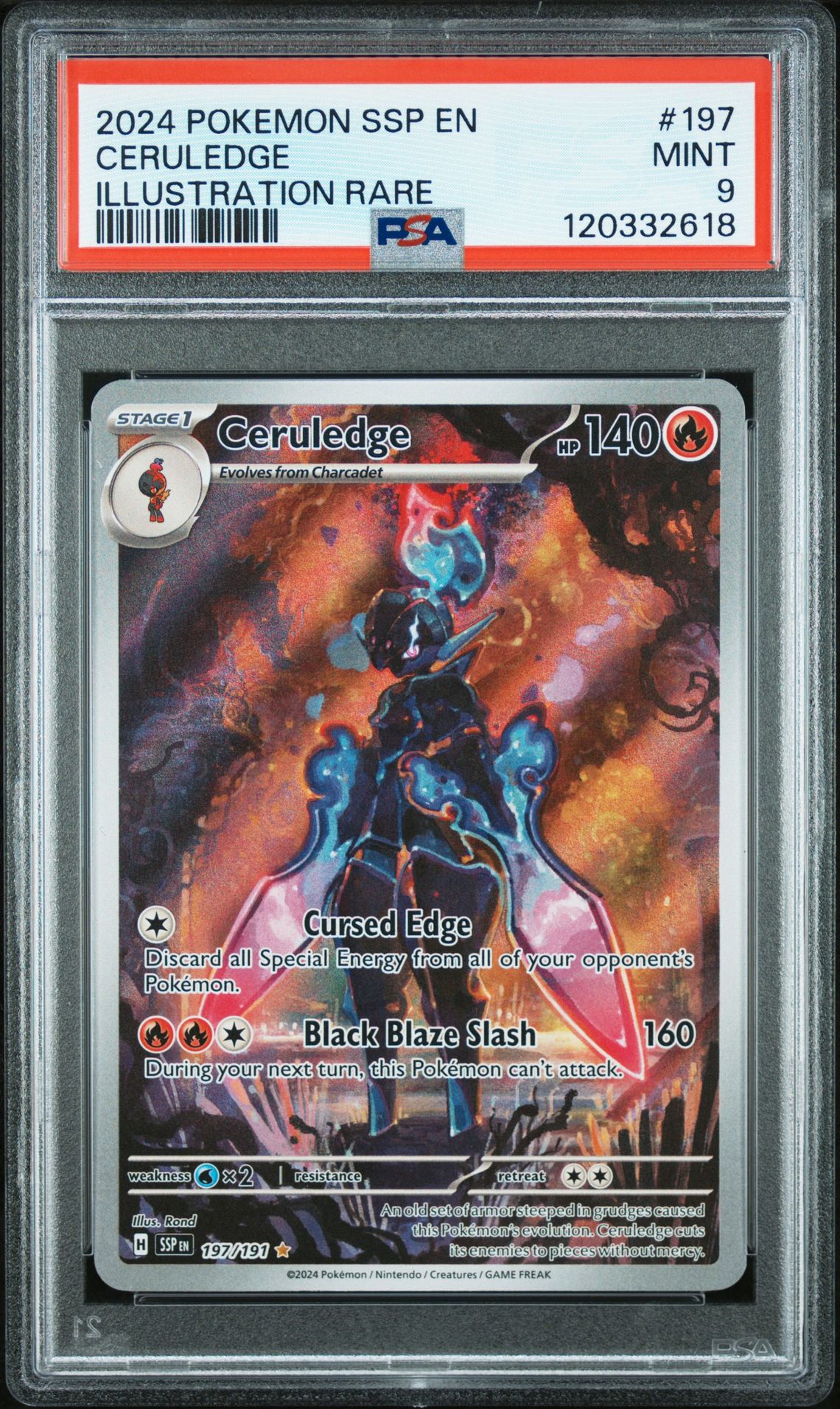 2024 Pokemon Ssp En-Surging Sparks Ceruledge #197 (Illustration Rare) Mint 9 front
