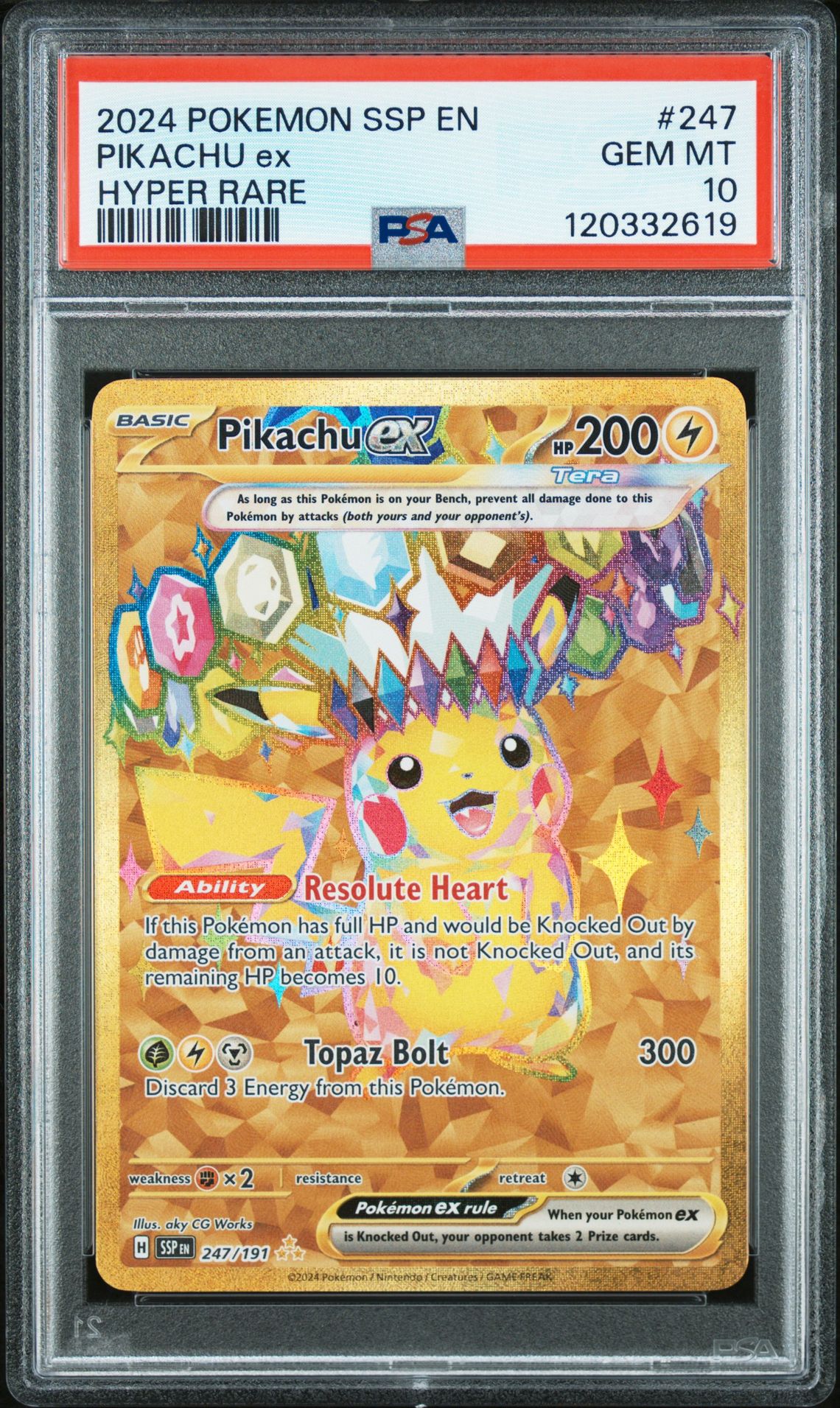 2024 Pokemon Ssp En-Surging Sparks Pikachu Ex #247 (Hyper Rare) Gem Mt 10 front