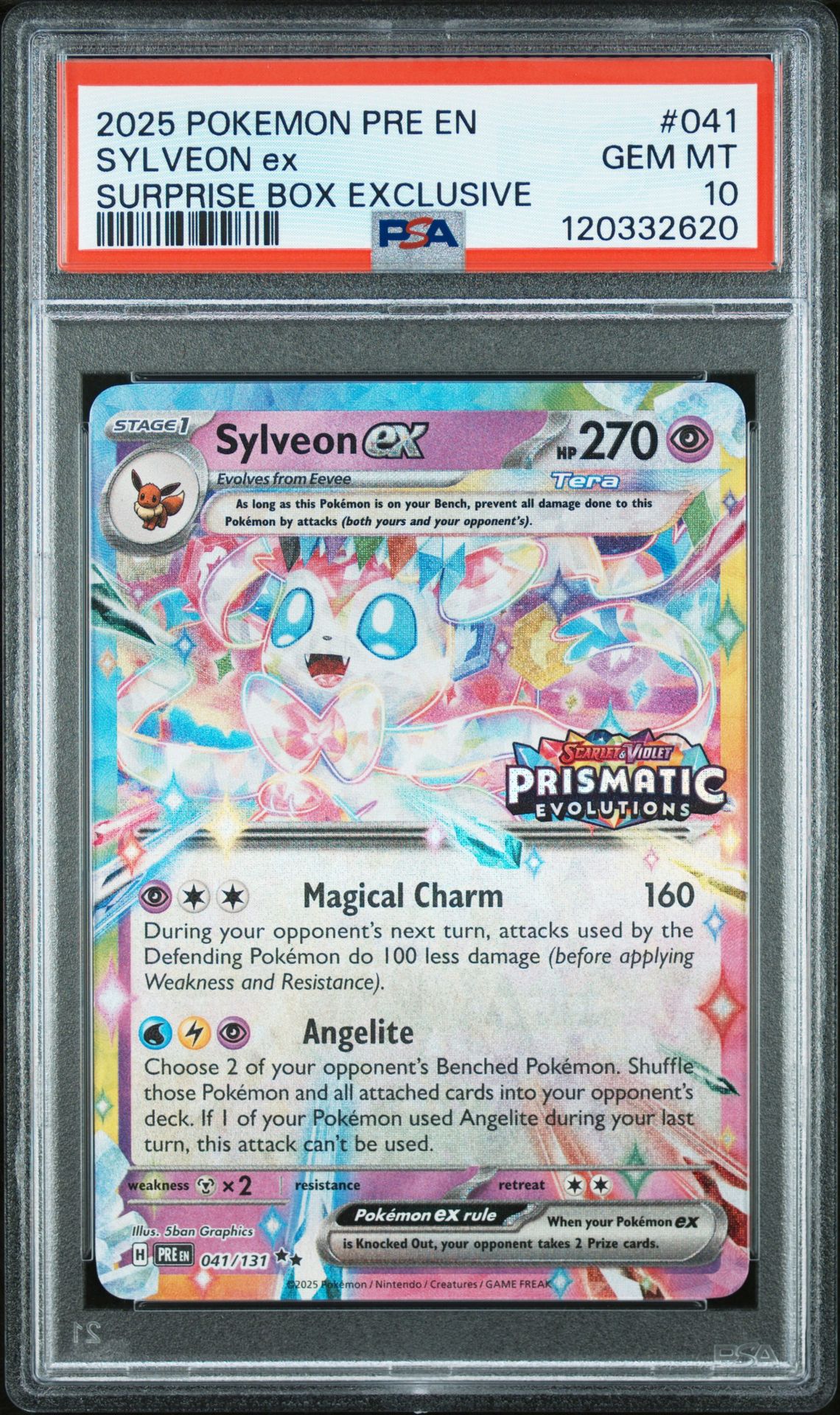 2025 Pokemon Pre En-Prismatic Evolutions Sylveon Ex #041 (Surprise Box Exclusive) Gem Mt 10 front