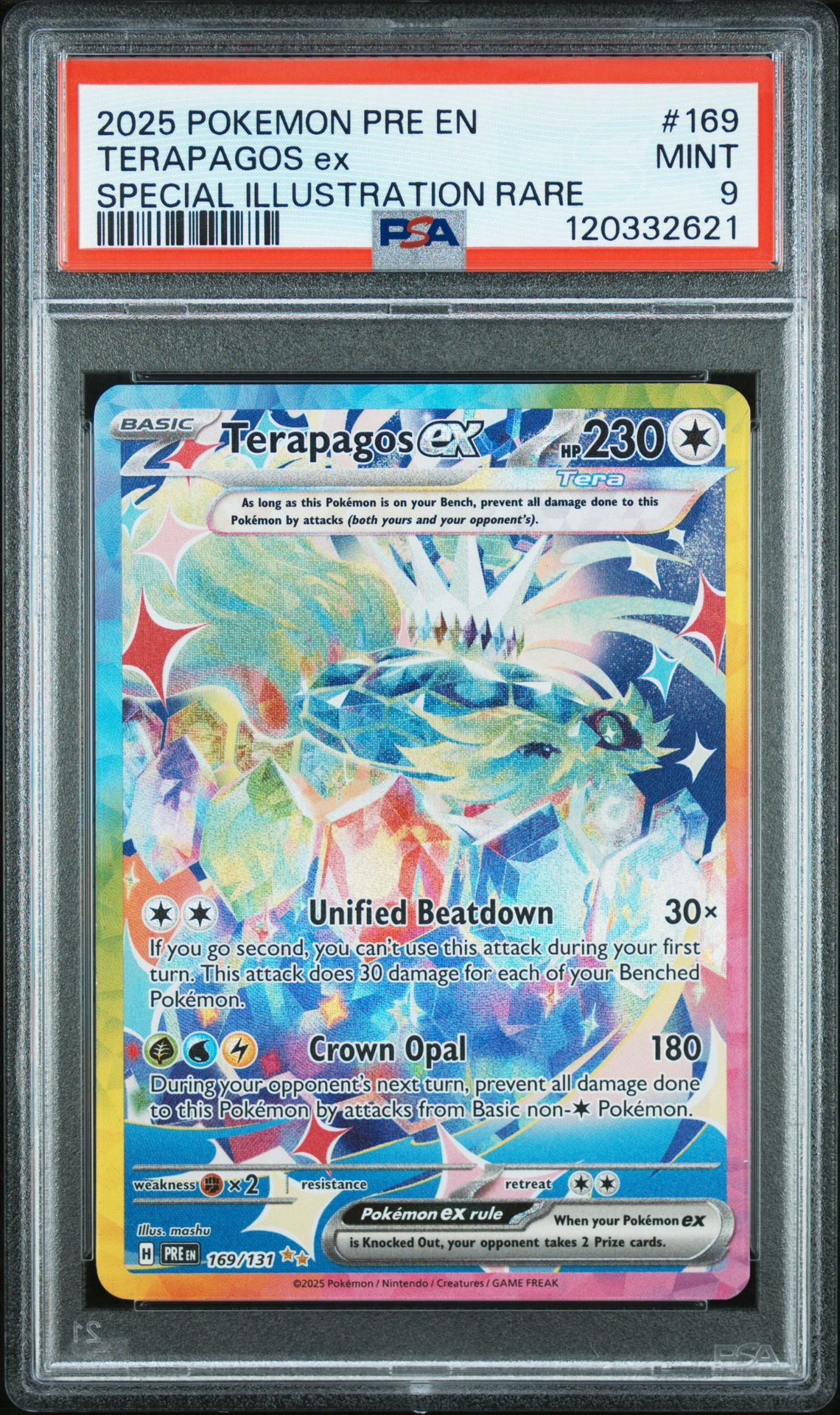 2025 Pokemon Pre En-Prismatic Evolutions Terapagos Ex #169 (Special Illustration Rare) Mint 9 front