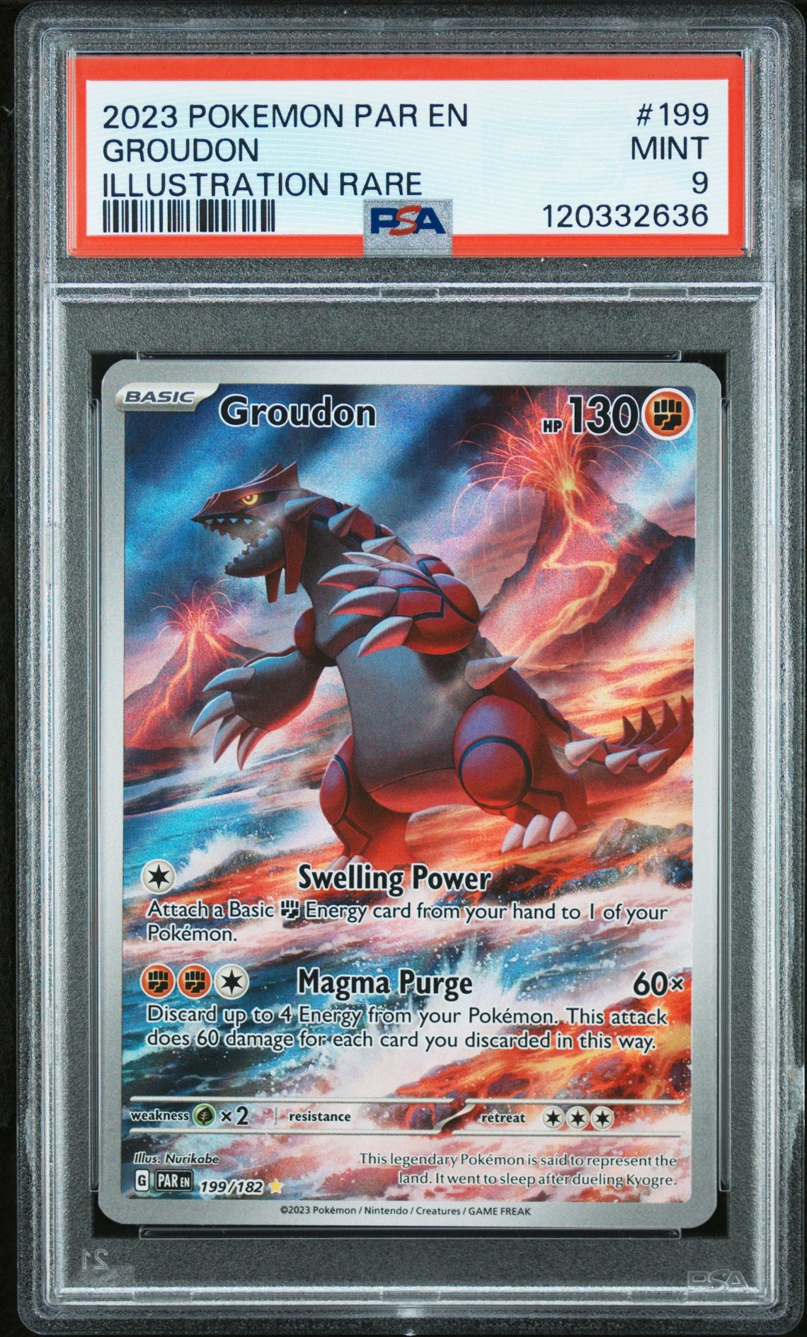 2023 Pokemon Par En-Paradox Rift Groudon #199 (Illustration Rare) Mint 9 front