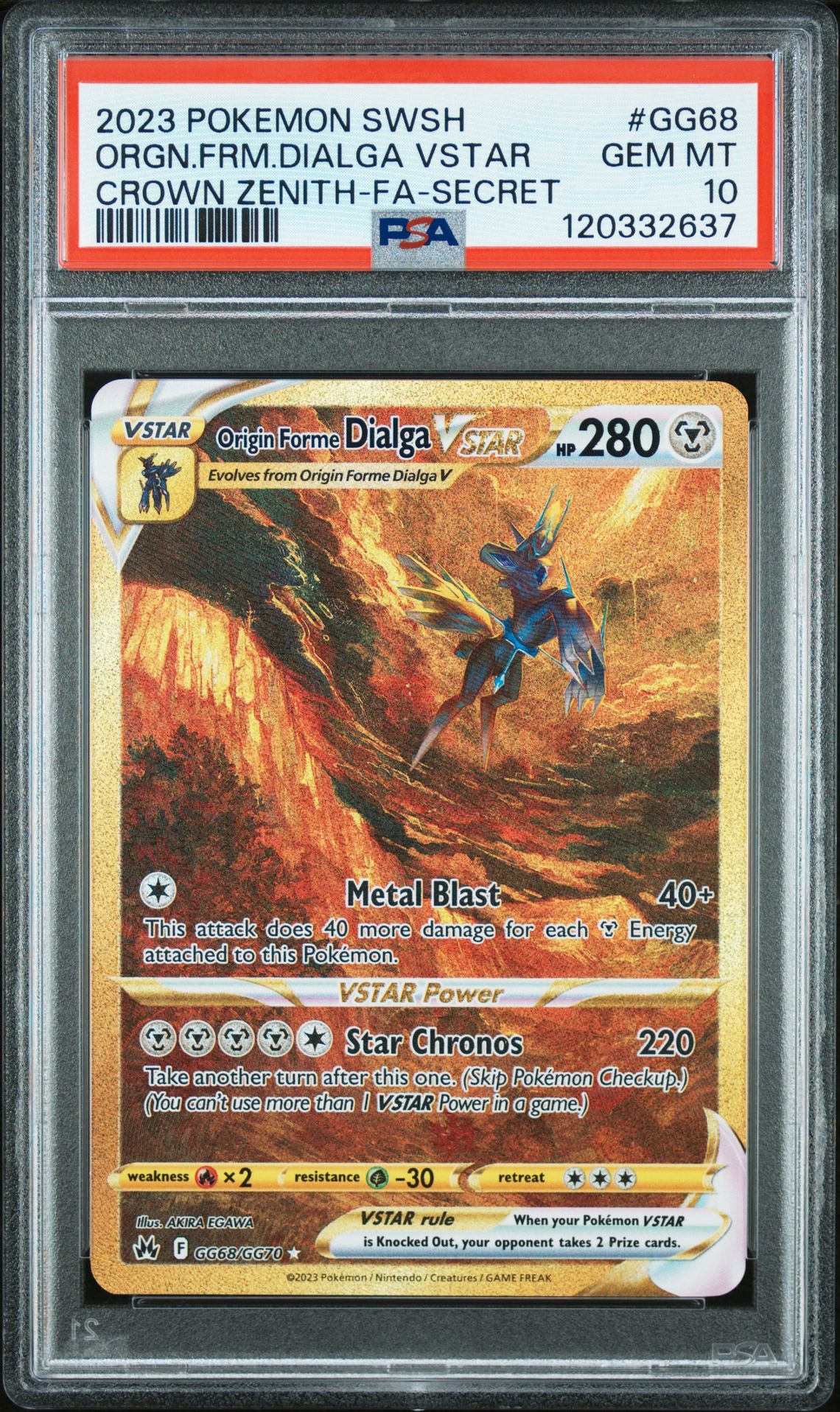 2023 Pokemon Sword And Shield Crown Zenith Orgn.frm.dialga Vstar #Gg68 (Crown Zenith-Fa-Secret) Gem Mt 10 front