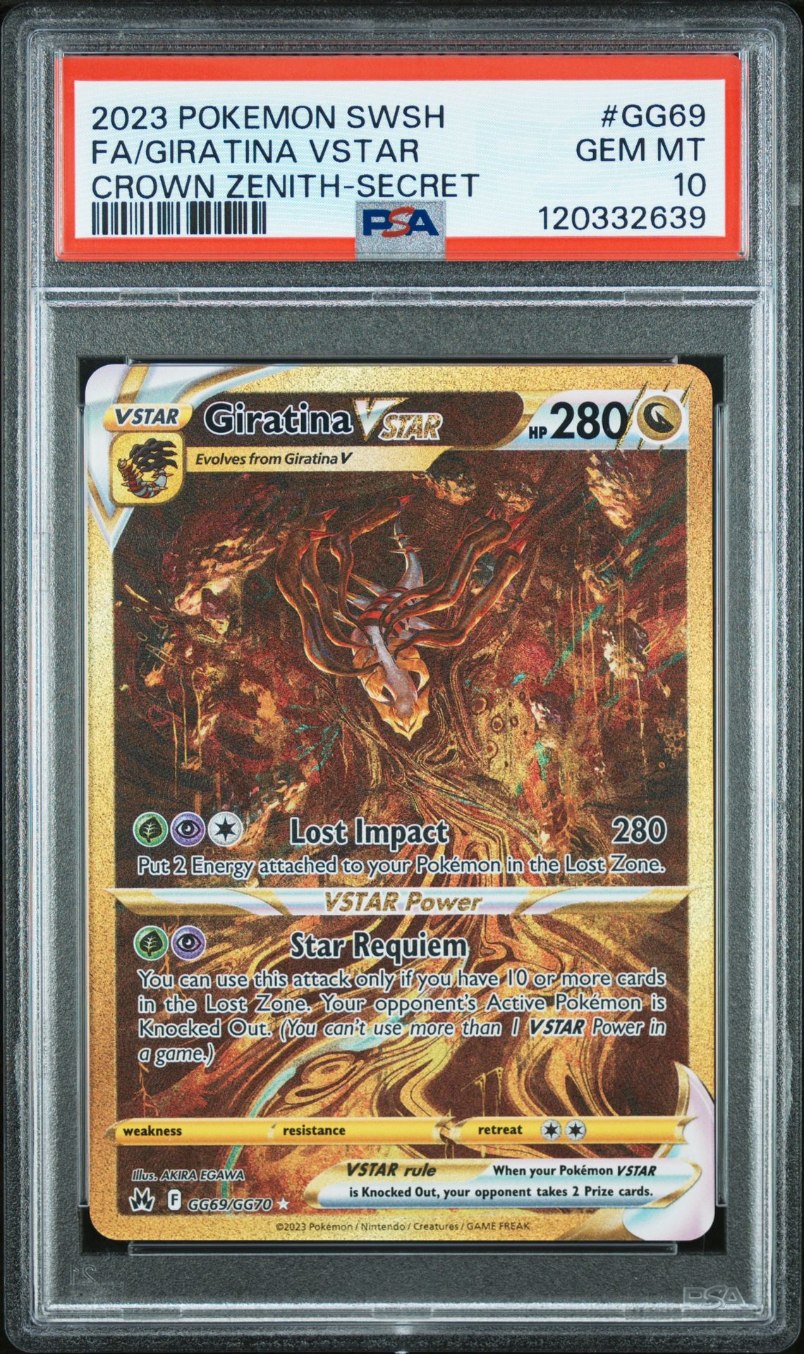 2023 Pokemon Sword And Shield Crown Zenith Fa/Giratina Vstar #Gg69 (Crown Zenith-Secret) Gem Mt 10 front