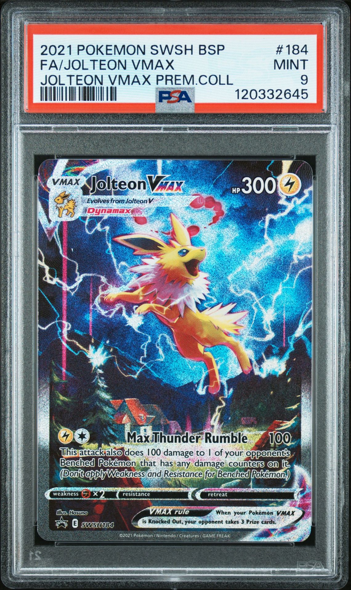 2021 Pokemon Swsh Black Star Promo Fa/Jolteon Vmax #184 (Jolteon Vmax Prem.coll) Mint 9 front