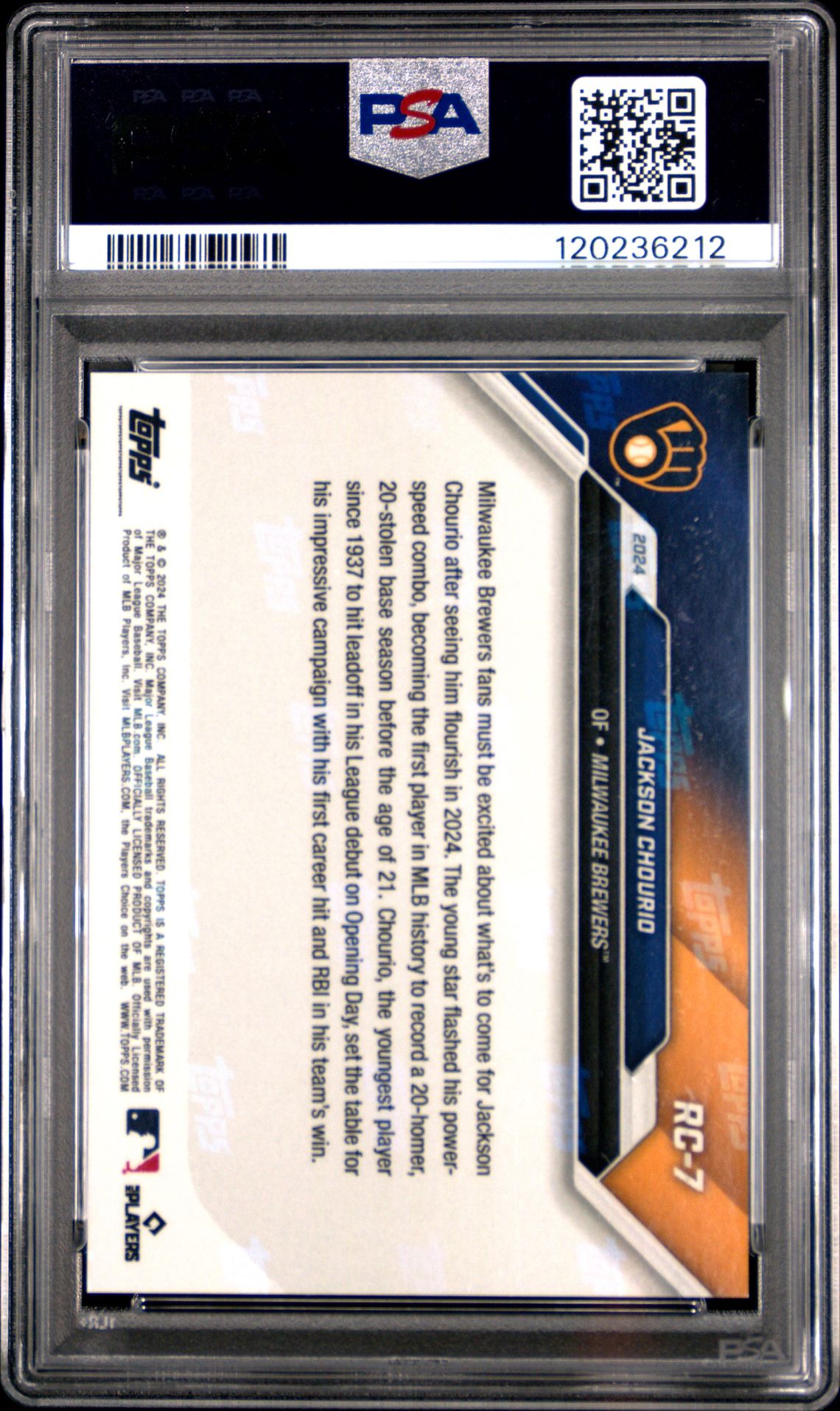 2024 Topps Now Mlb Rookie Cup Team Set Jackson Chourio #Rc7 Mint 9 back