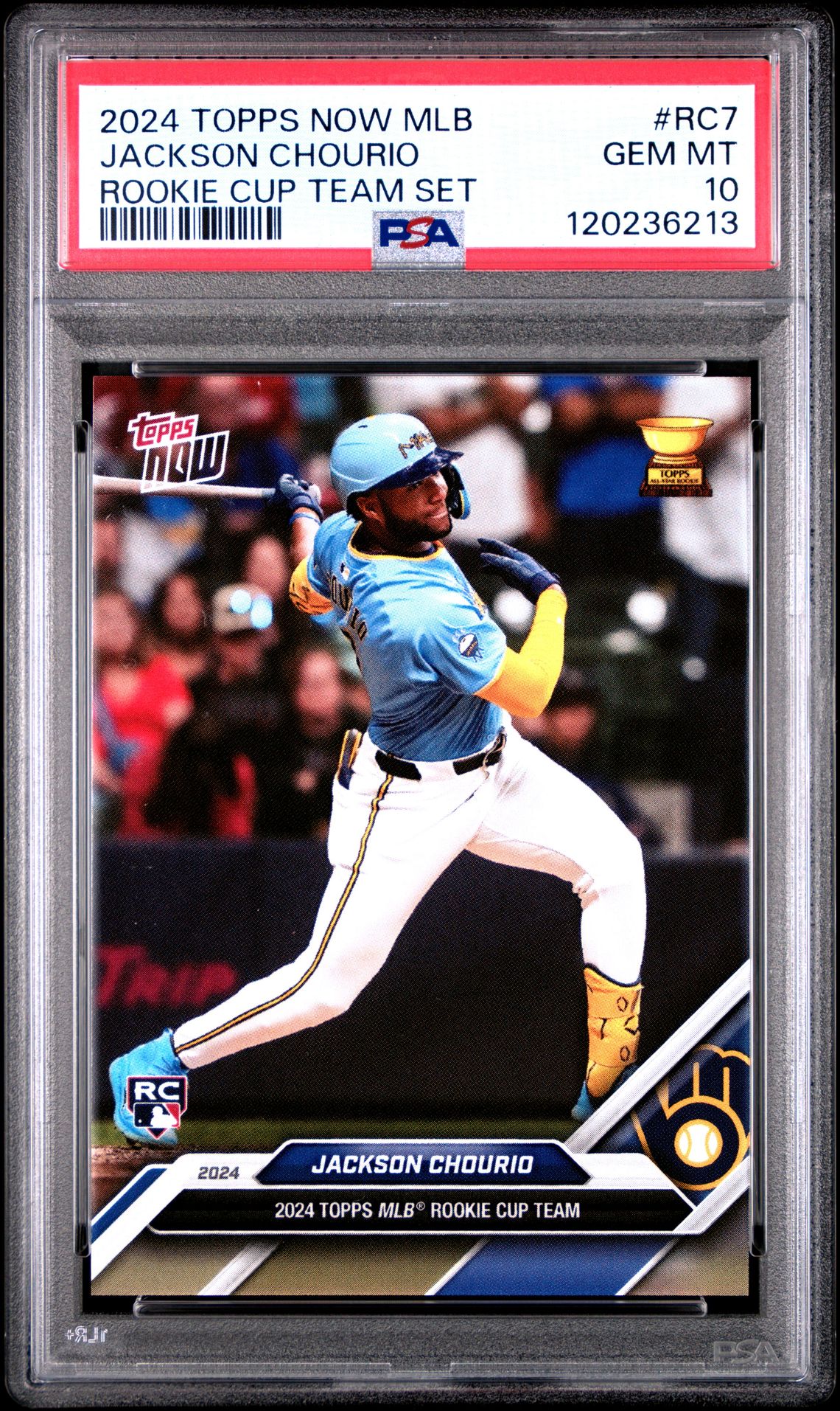 2024 Topps Now Mlb Rookie Cup Team Set Jackson Chourio #Rc7 Gem Mt 10 front