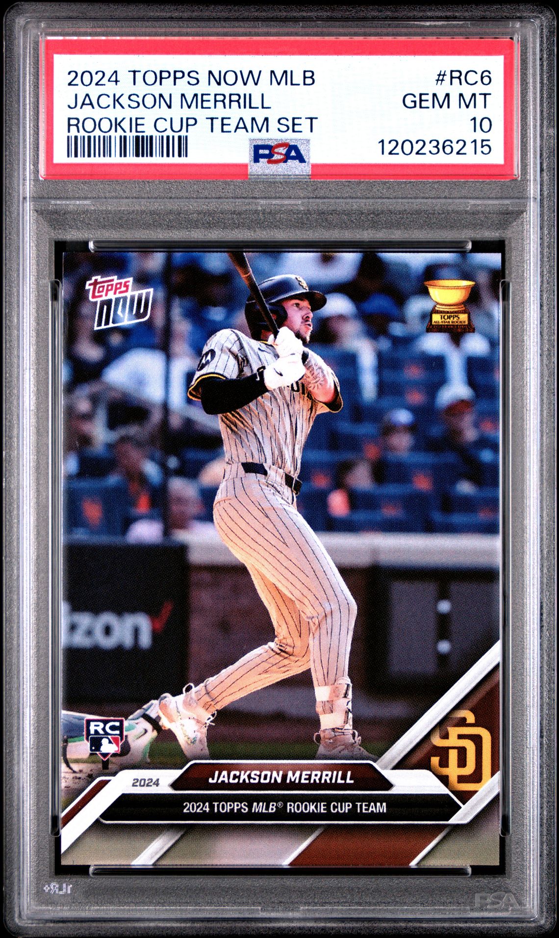 2024 Topps Now Mlb Rookie Cup Team Set Jackson Merrill #Rc6 Gem Mt 10 front