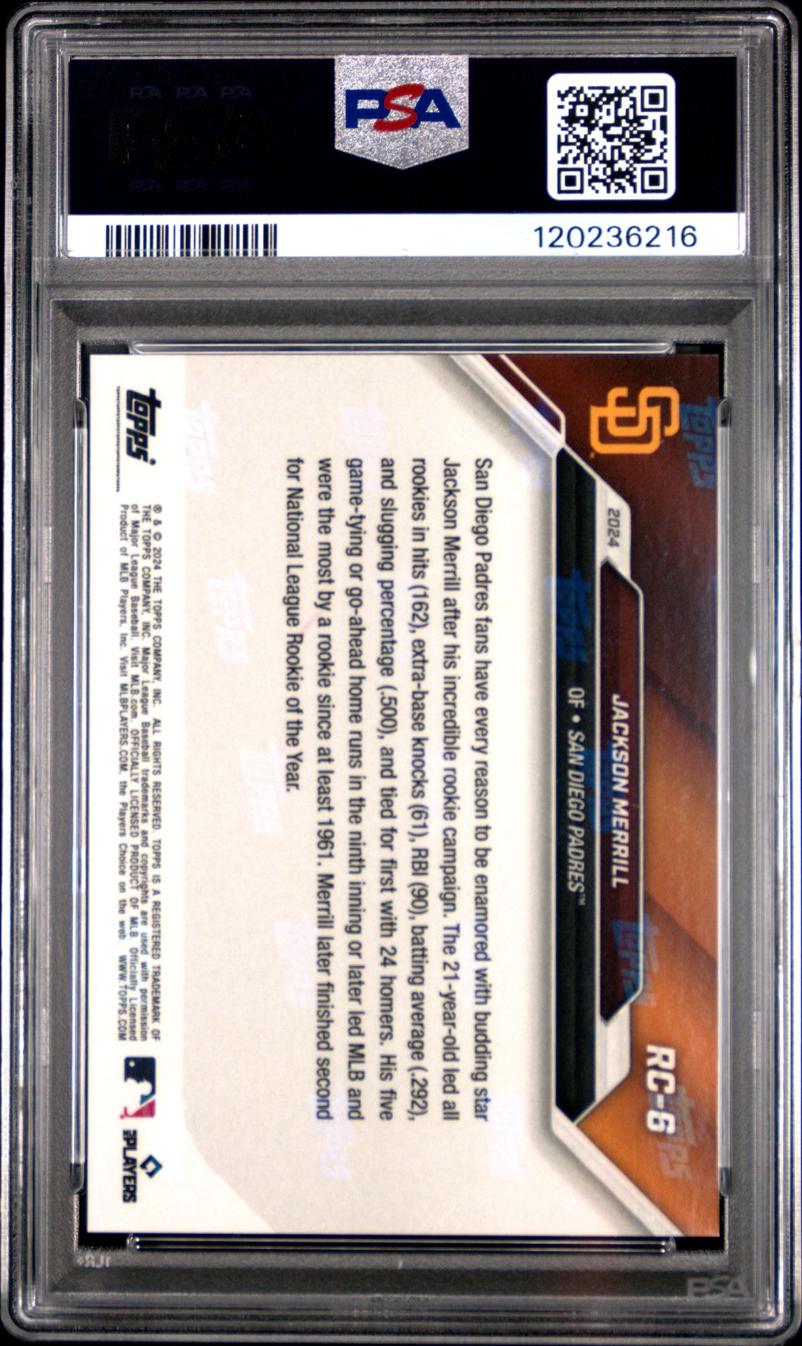 2024 Topps Now Mlb Rookie Cup Team Set Jackson Merrill #Rc6 Gem Mt 10 back