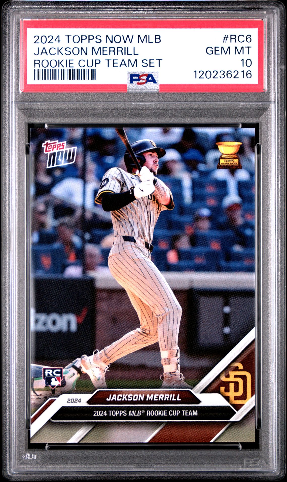 2024 Topps Now Mlb Rookie Cup Team Set Jackson Merrill #Rc6 Gem Mt 10 front