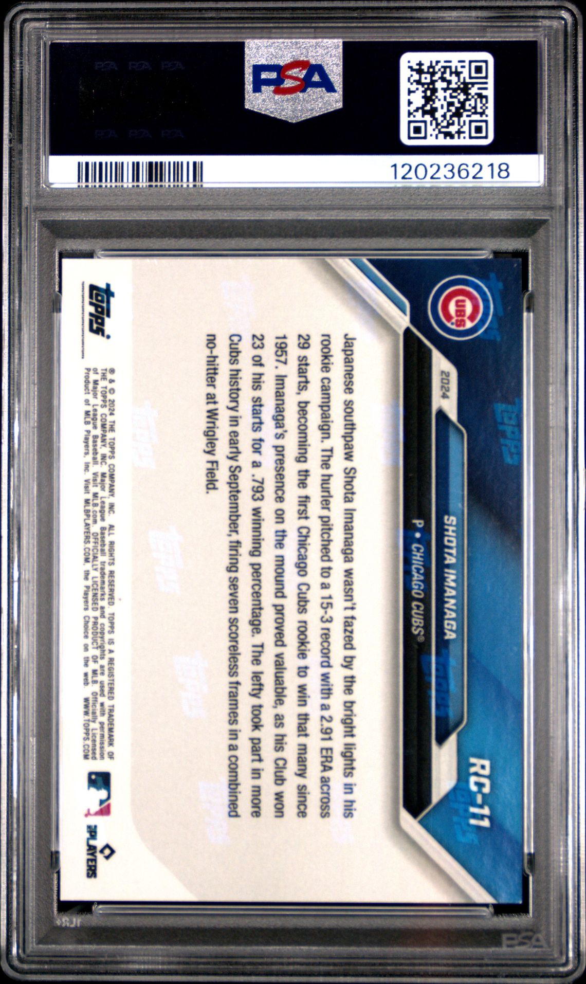 2024 Topps Now Mlb Rookie Cup Team Set Shota Imanaga #Rc11 Gem Mt 10 back