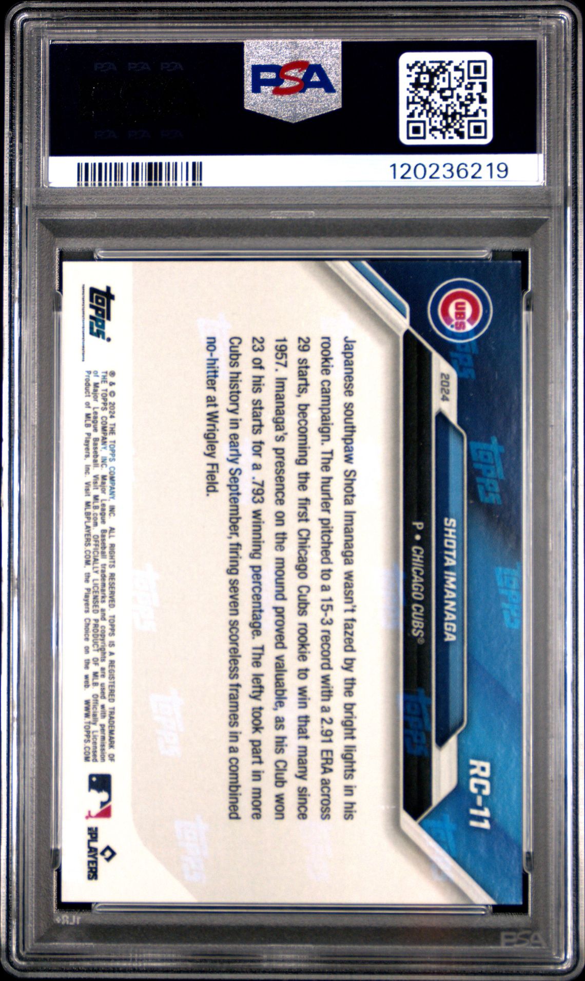 2024 Topps Now Mlb Rookie Cup Team Set Shota Imanaga #Rc11 Gem Mt 10 back