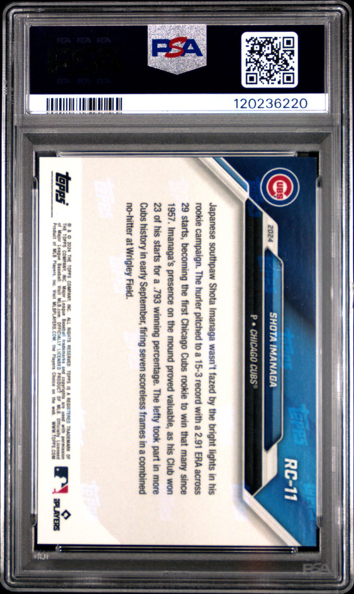 2024 Topps Now Mlb Rookie Cup Team Set Shota Imanaga #Rc11 Gem Mt 10 back