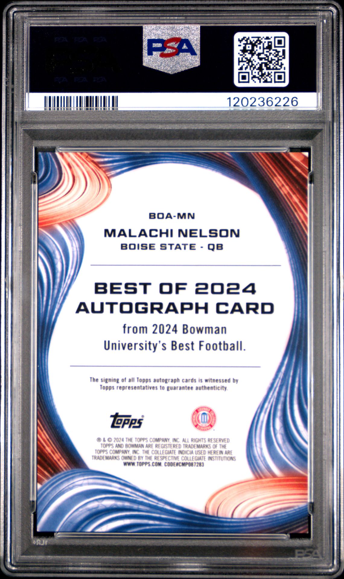 2024 Bowman Best University Best Of 2024 Autographs Malachi Nelson #Mn (Best Of 2024 Auto-Pink Lava) Nm-Mt 8 back