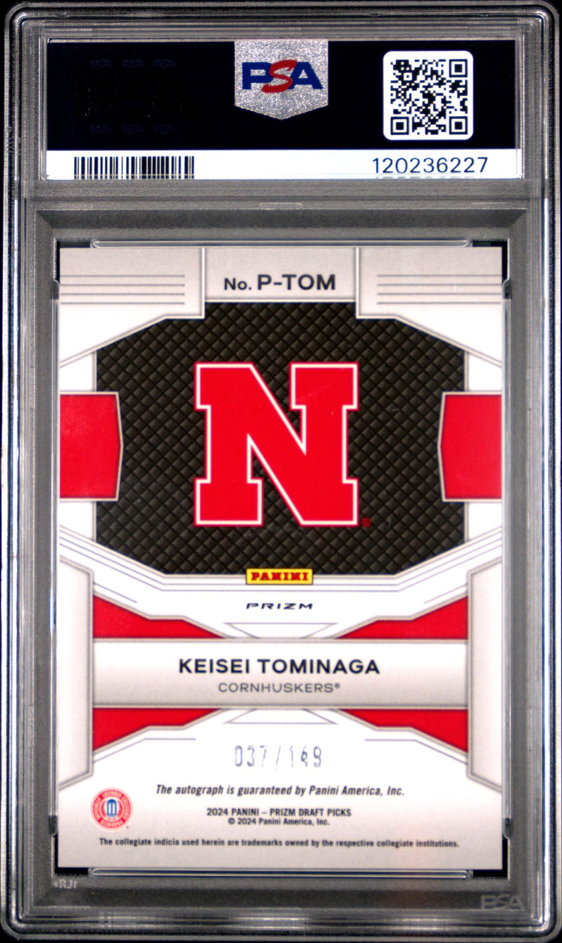 2024 Panini Prizm Draft Picks Penmanship Keisei Tominaga #Ptom (Penmanship-Blue Prizm) Gem Mt 10 back