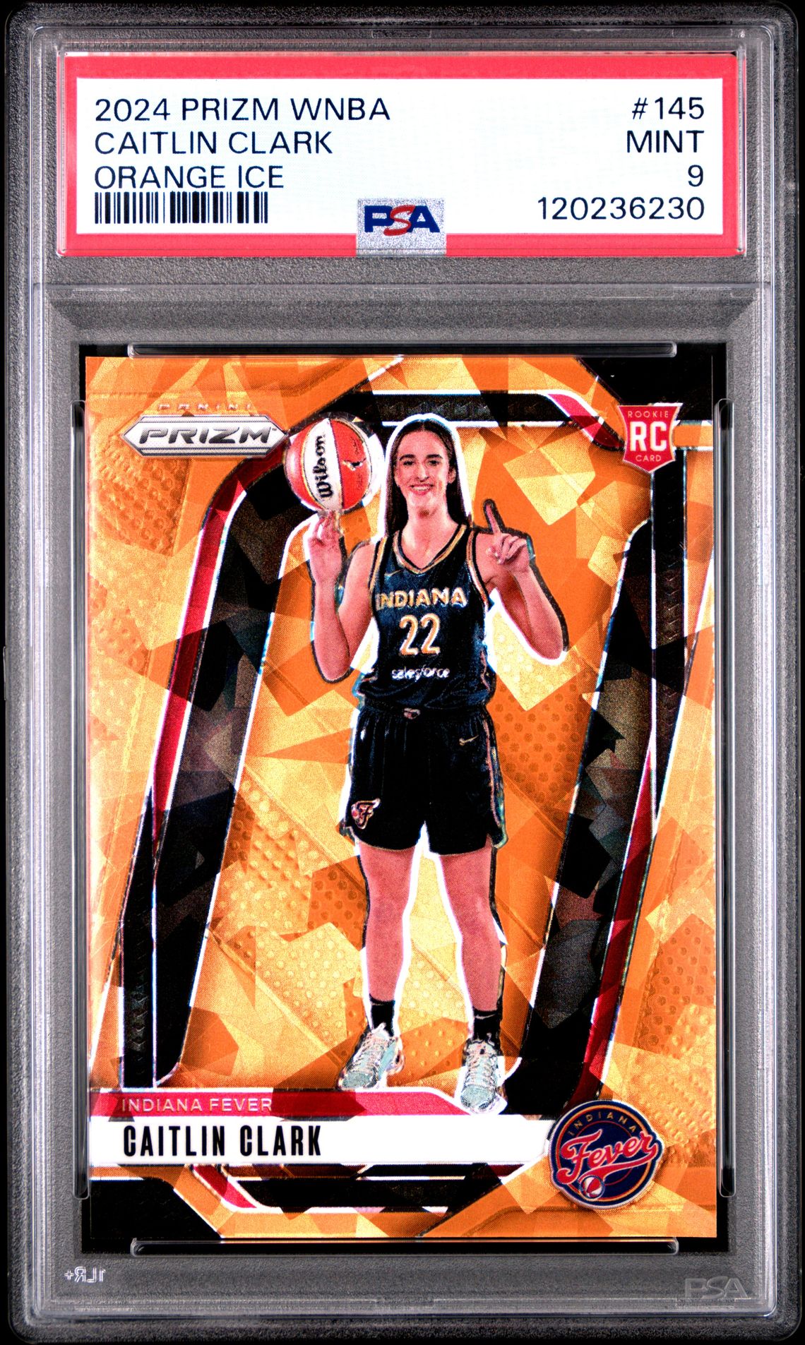 2024 Panini Prizm Wnba Caitlin Clark #145 (Orange Ice) Mint 9 front