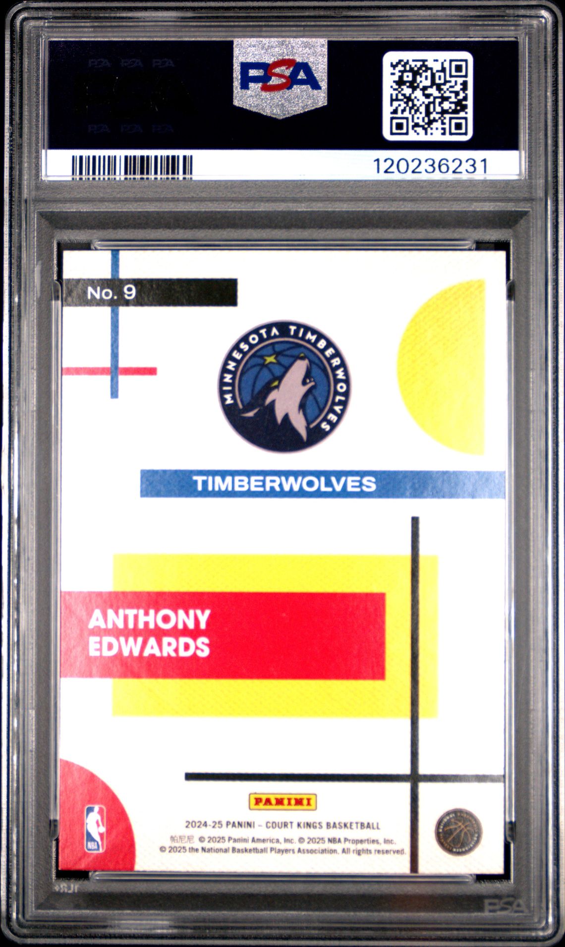 2024 Panini Court Kings Modern Strokes Anthony Edwards #9 Mint 9 back