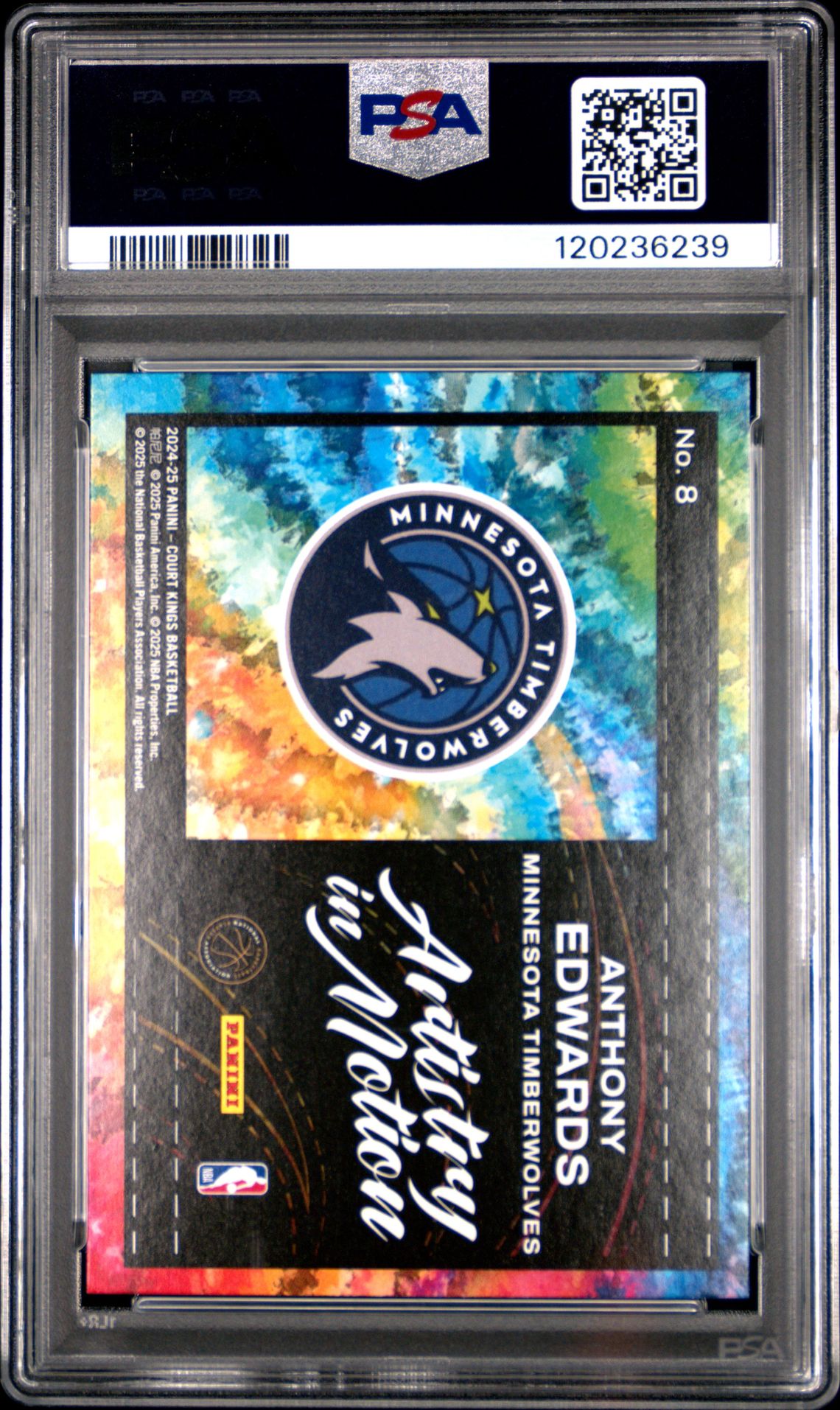 2024 Panini Court Kings Artistry In Motion Anthony Edwards #8 Mint 9 back