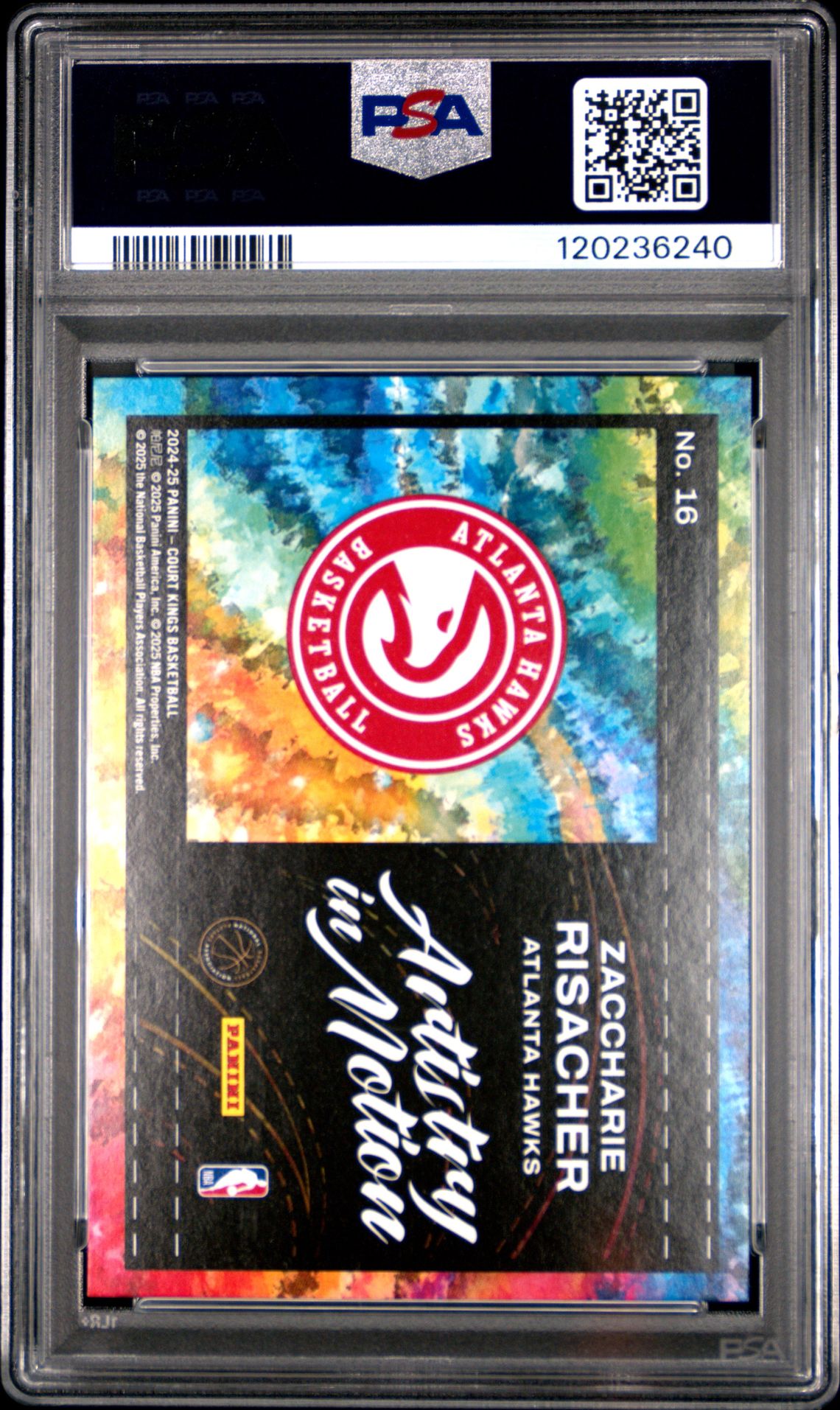 2024 Panini Court Kings Artistry In Motion Zaccharie Risacher #16 Gem Mt 10 back