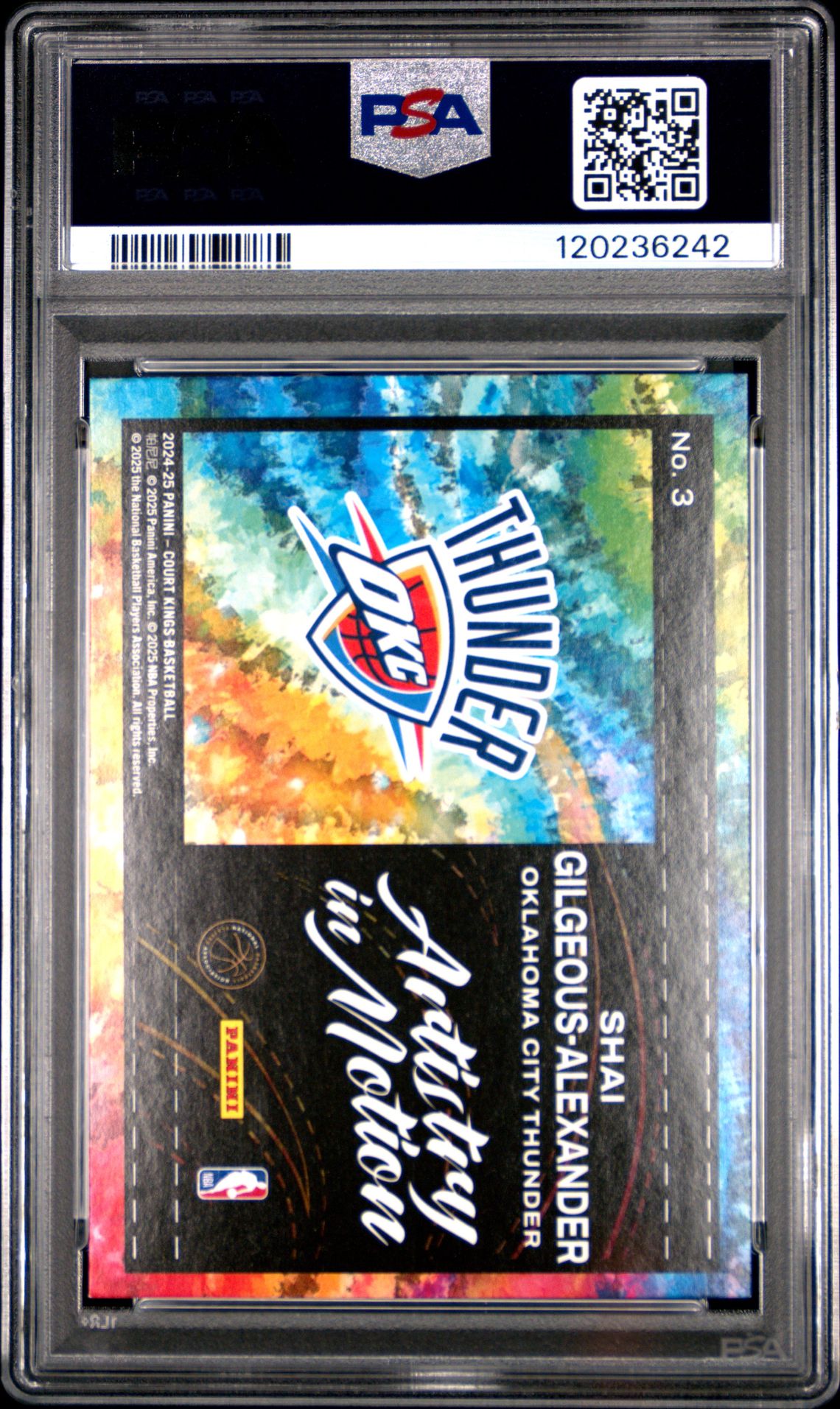 2024 Panini Court Kings Artistry In Motion S. Gilgeous-Alexander #3 Gem Mt 10 back