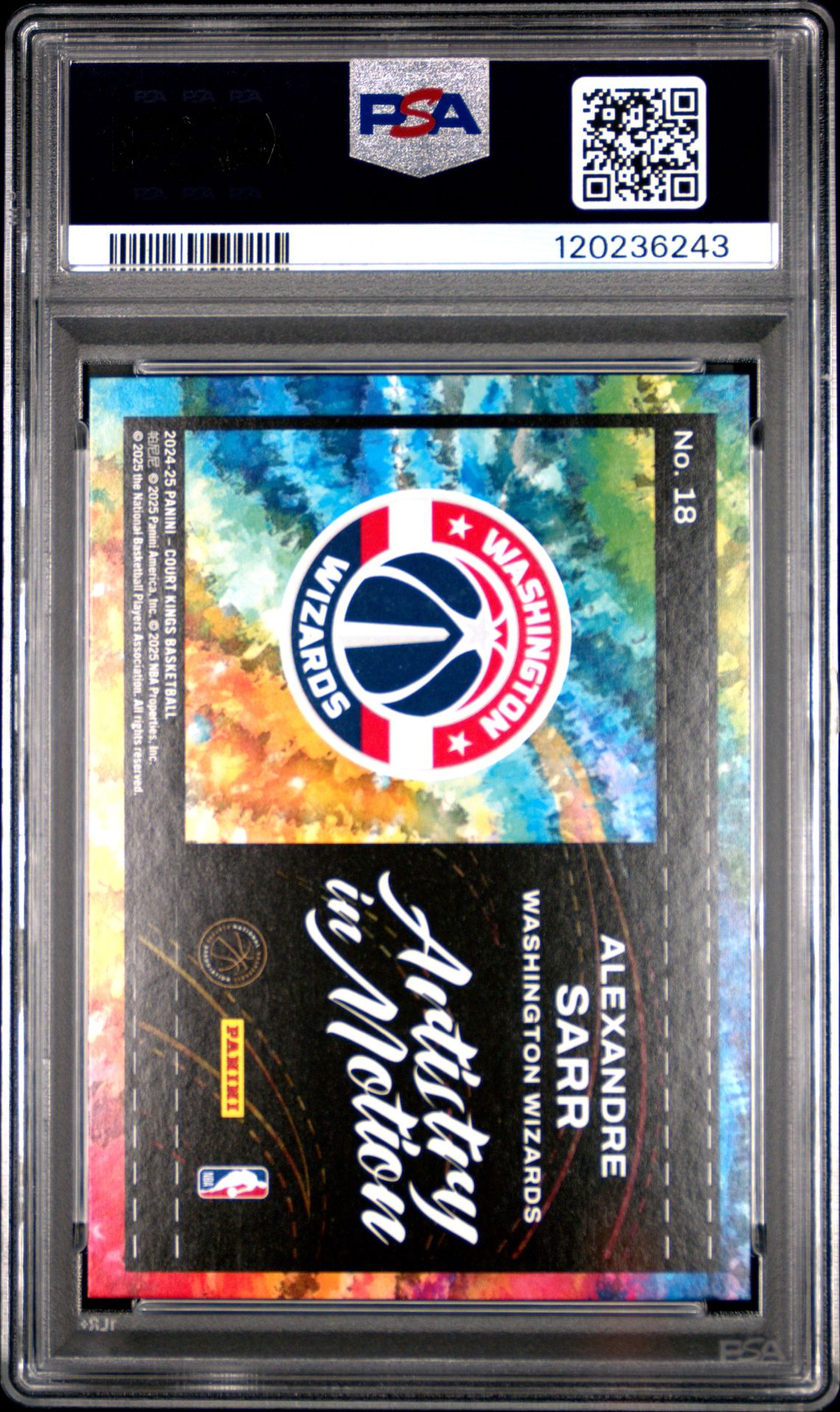 2024 Panini Court Kings Artistry In Motion Alexandre Sarr #18 Gem Mt 10 back