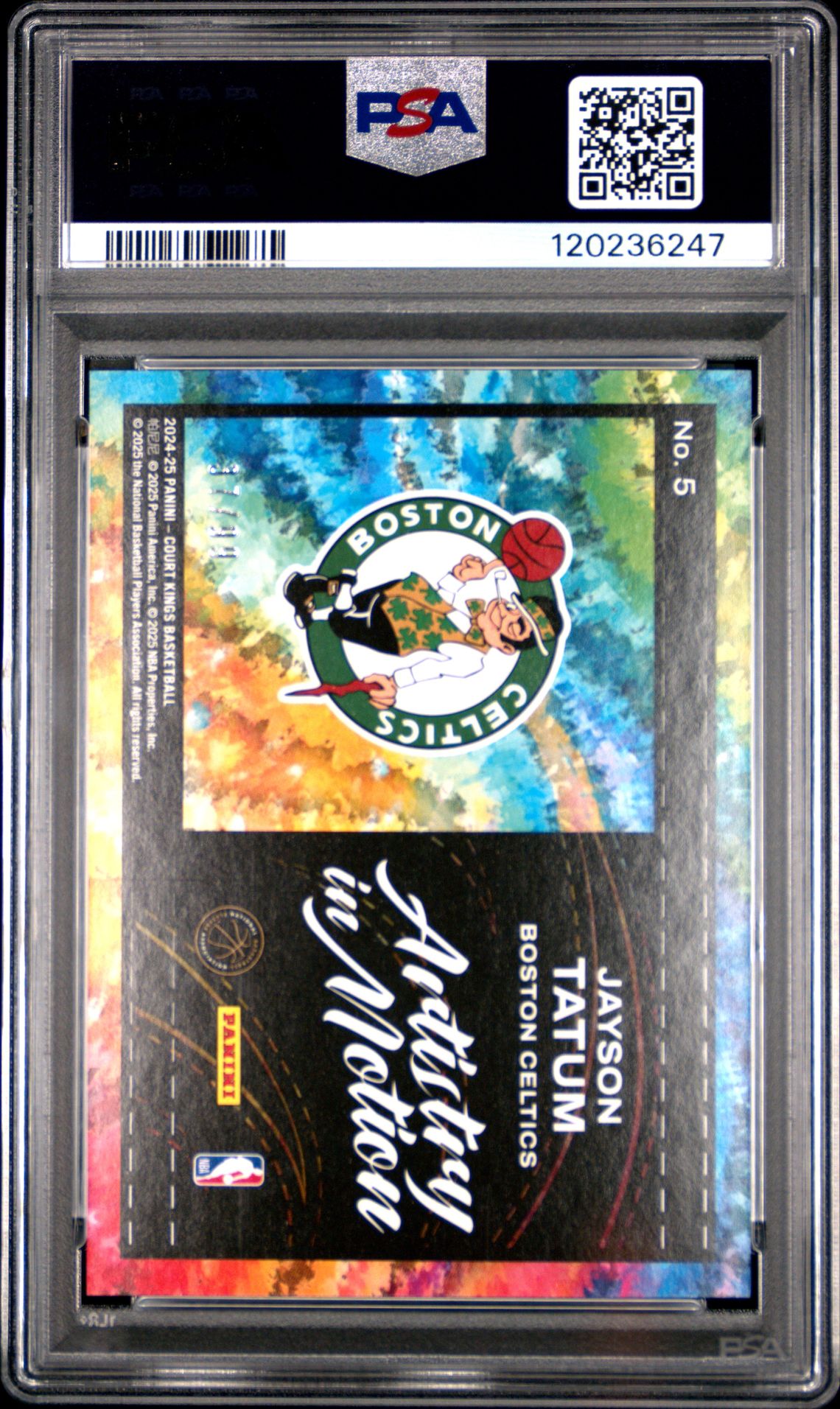 2024 Panini Court Kings Artistry In Motion Jayson Tatum #5 (Artistry/Motion-Amber) Gem Mt 10 back