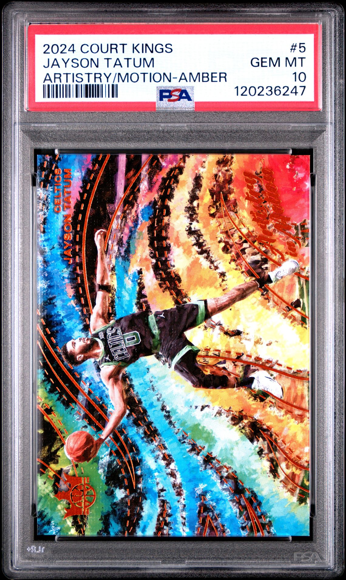 2024 Panini Court Kings Artistry In Motion Jayson Tatum #5 (Artistry/Motion-Amber) Gem Mt 10 front