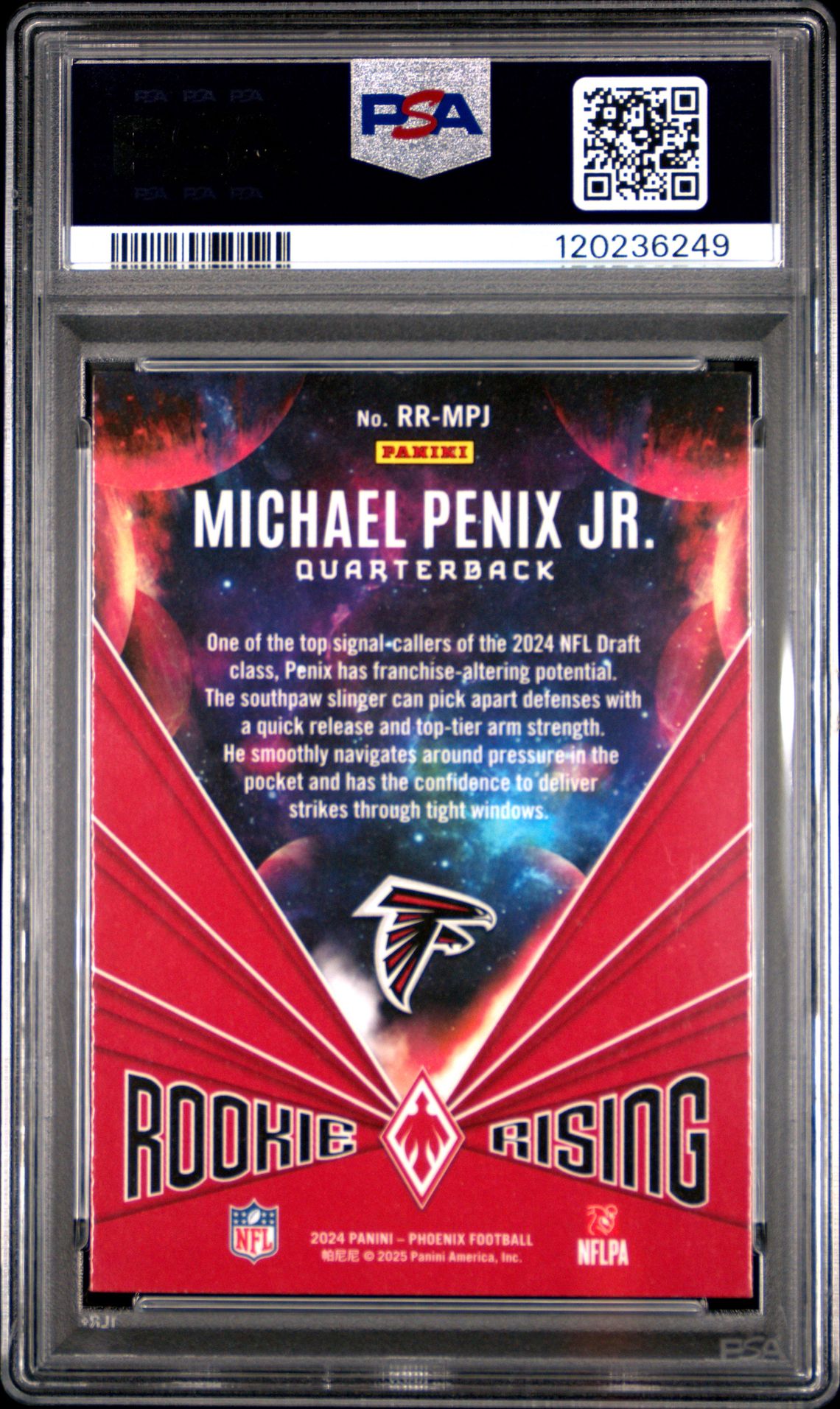 2024 Panini Phoenix Rookie Rising Michael Penix Jr. #Rrmpj (Rookie Rising-Wave) Mint 9 back