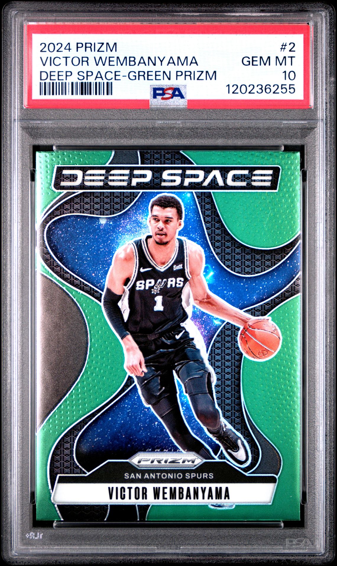 2024 Panini Prizm Deep Space Victor Wembanyama #2 (Deep Space-Green Prizm) Gem Mt 10 front