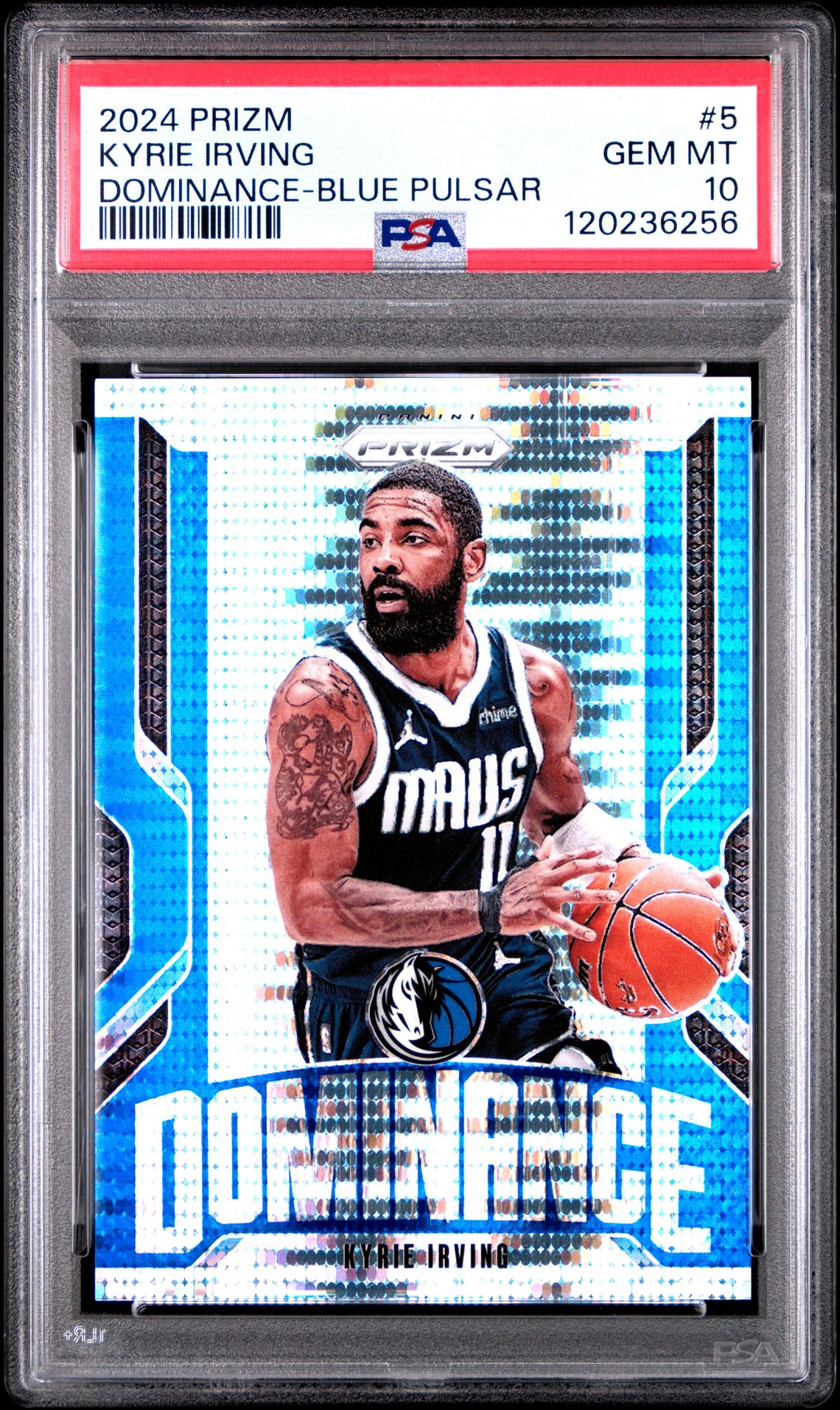 2024 Panini Prizm Dominance Kyrie Irving #5 (Dominance-Blue Pulsar) Gem Mt 10 front