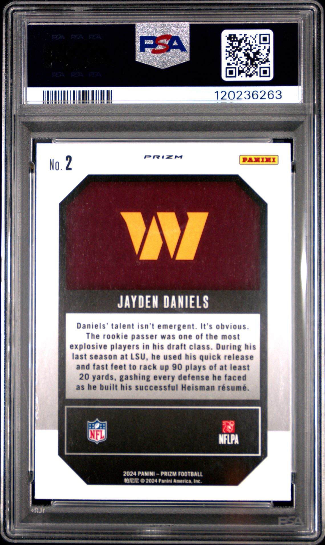 2024 Panini Prizm Emergent Jayden Daniels #2 (Emergent-Green Wave) Nm-Mt 8 back